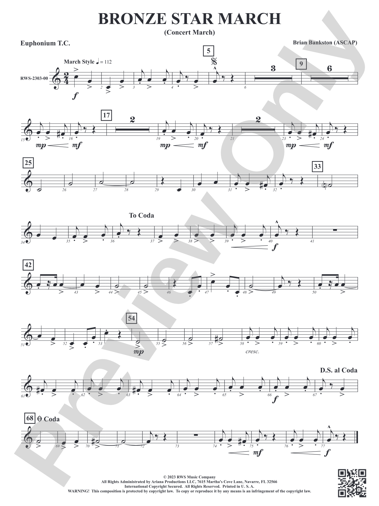 Bronze Star March - Concert March: Baritone T.C.