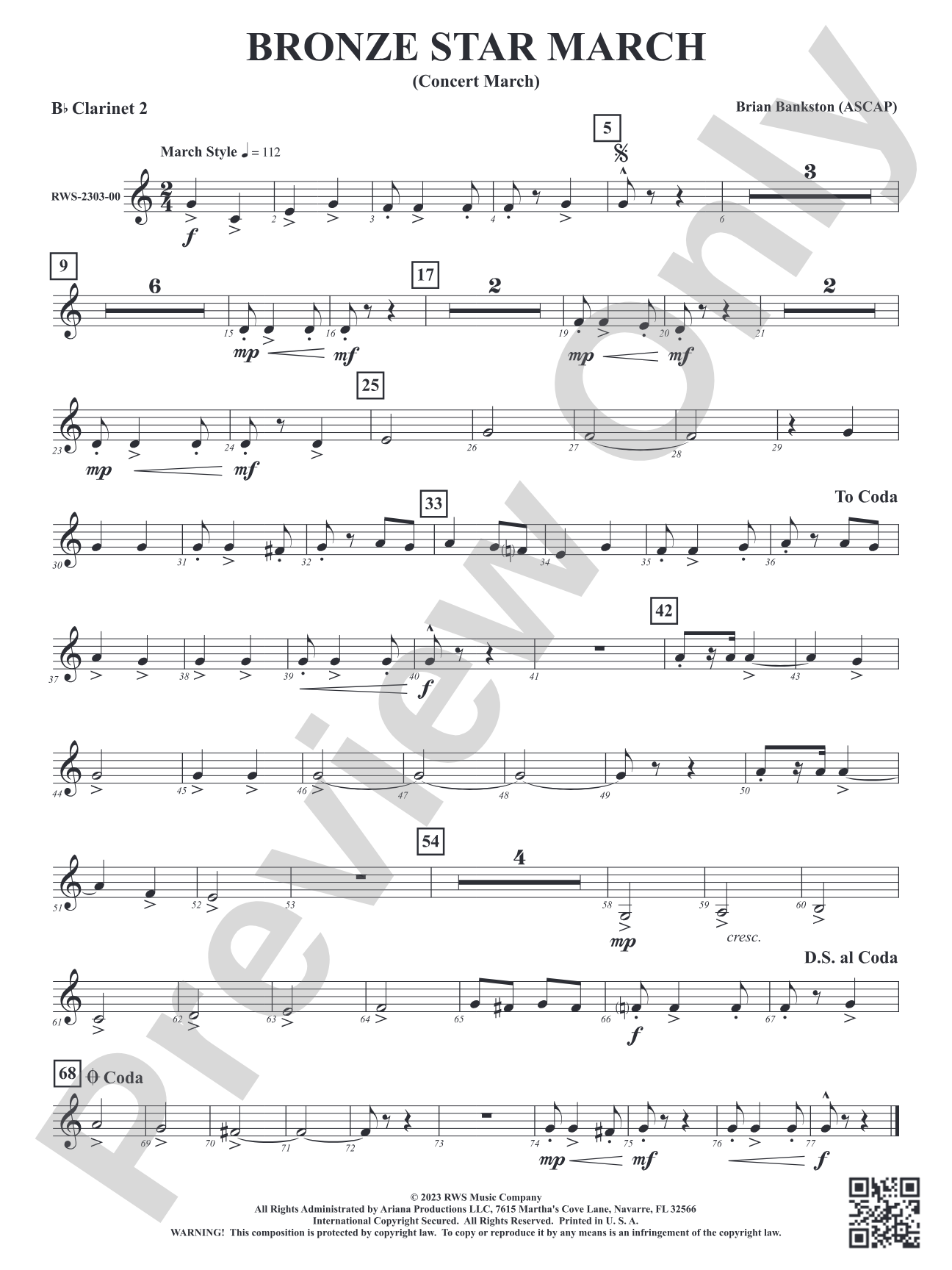 Bronze Star March - Concert March: 2nd B-flat Clarinet