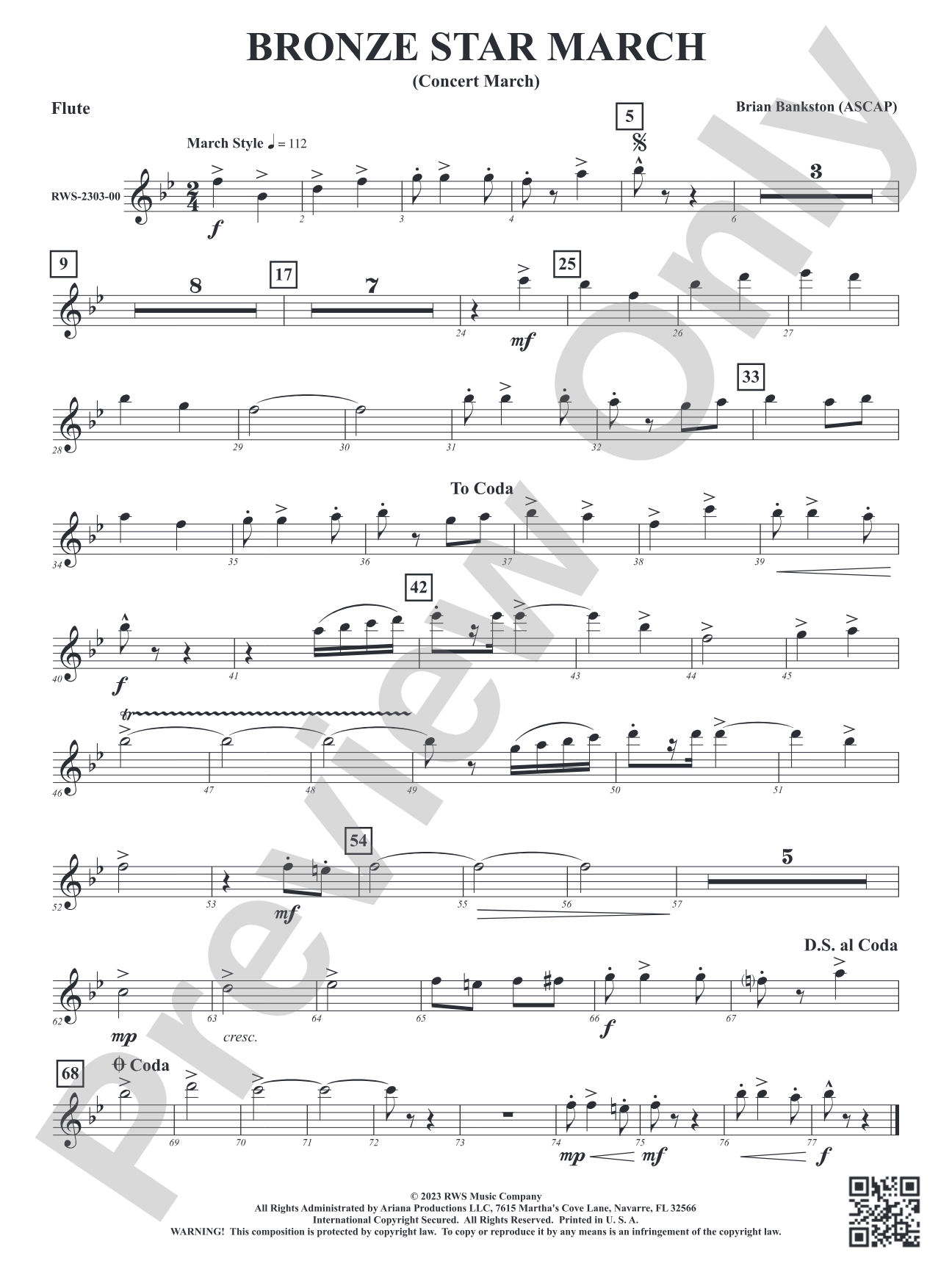 Bronze Star March - Concert March: 1st Flute