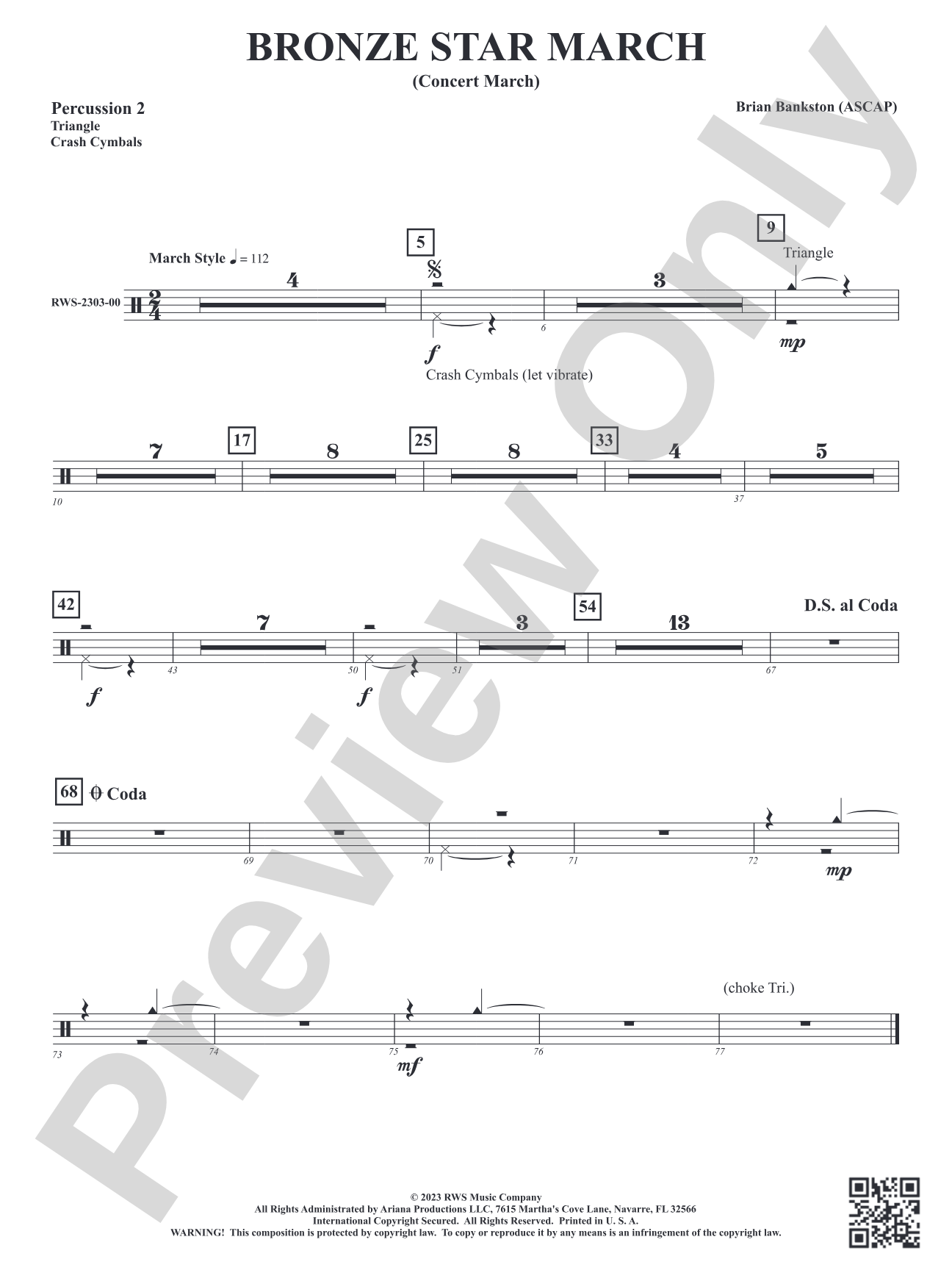 Bronze Star March - Concert March: 2nd Percussion