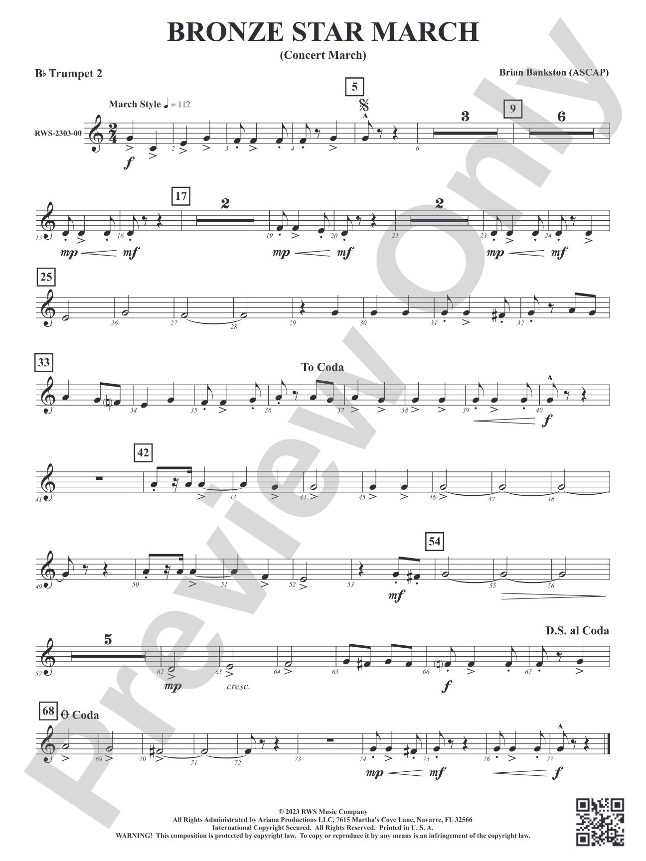 Bronze Star March - Concert March: 2nd B-flat Trumpet