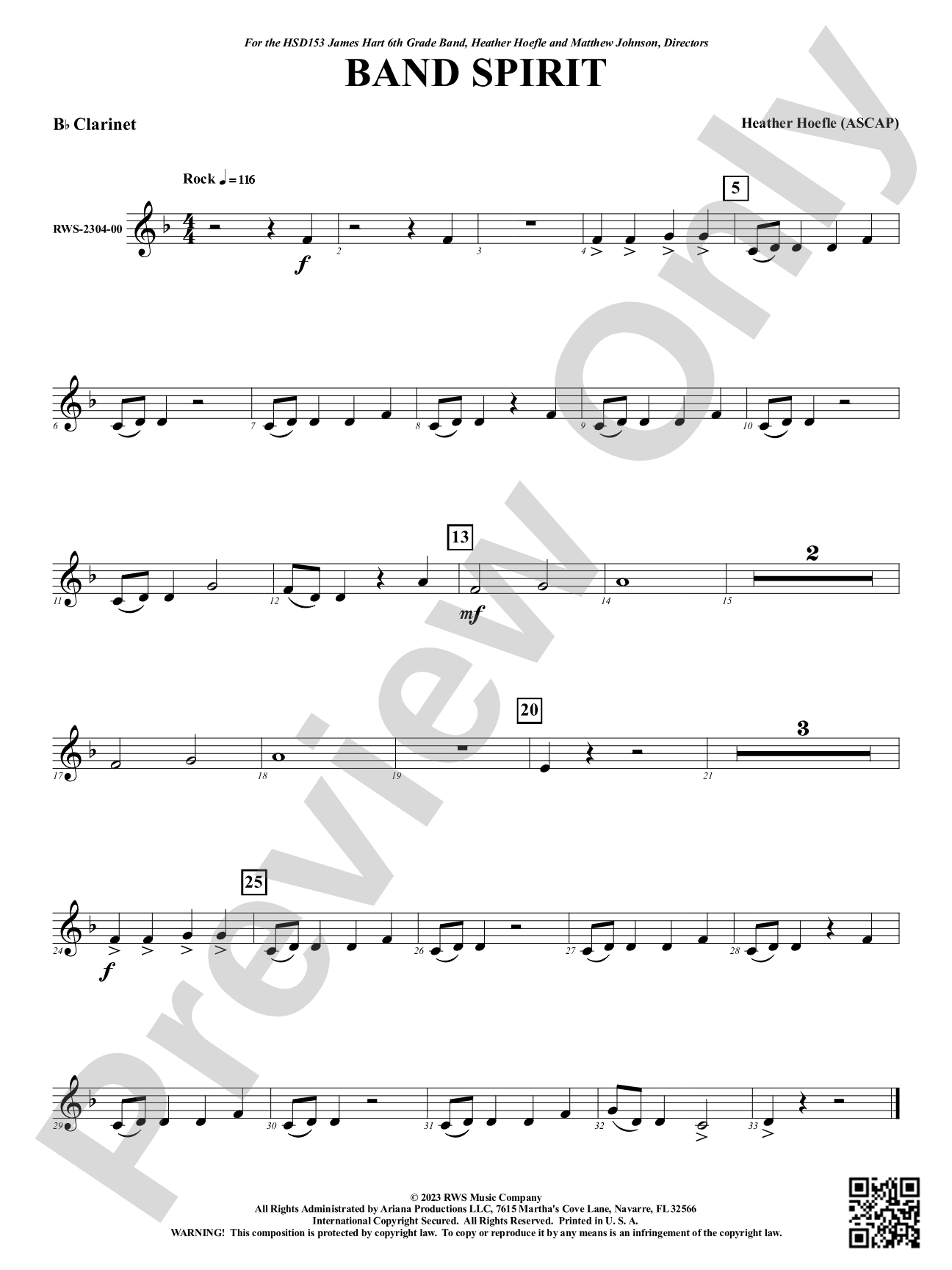 Band Spirit: 1st B-flat Clarinet