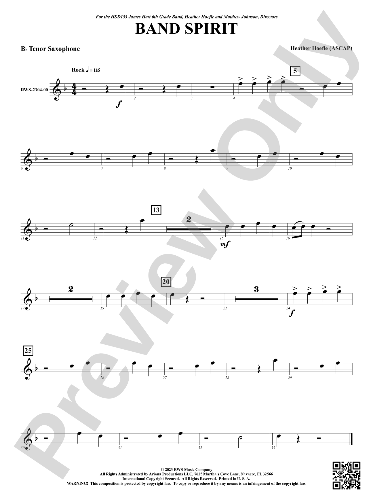 Band Spirit: B-flat Tenor Saxophone