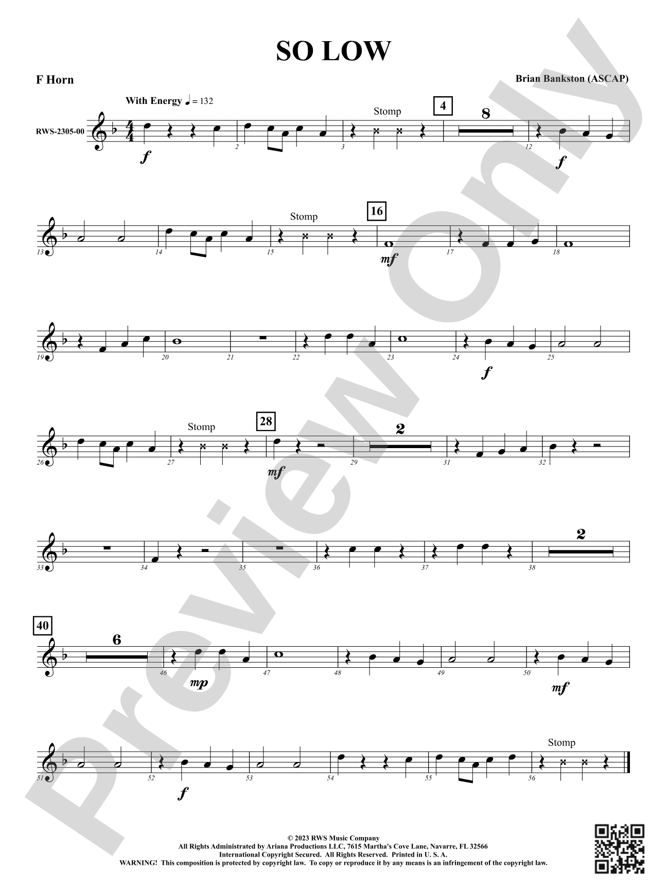 So Low: 1st F Horn