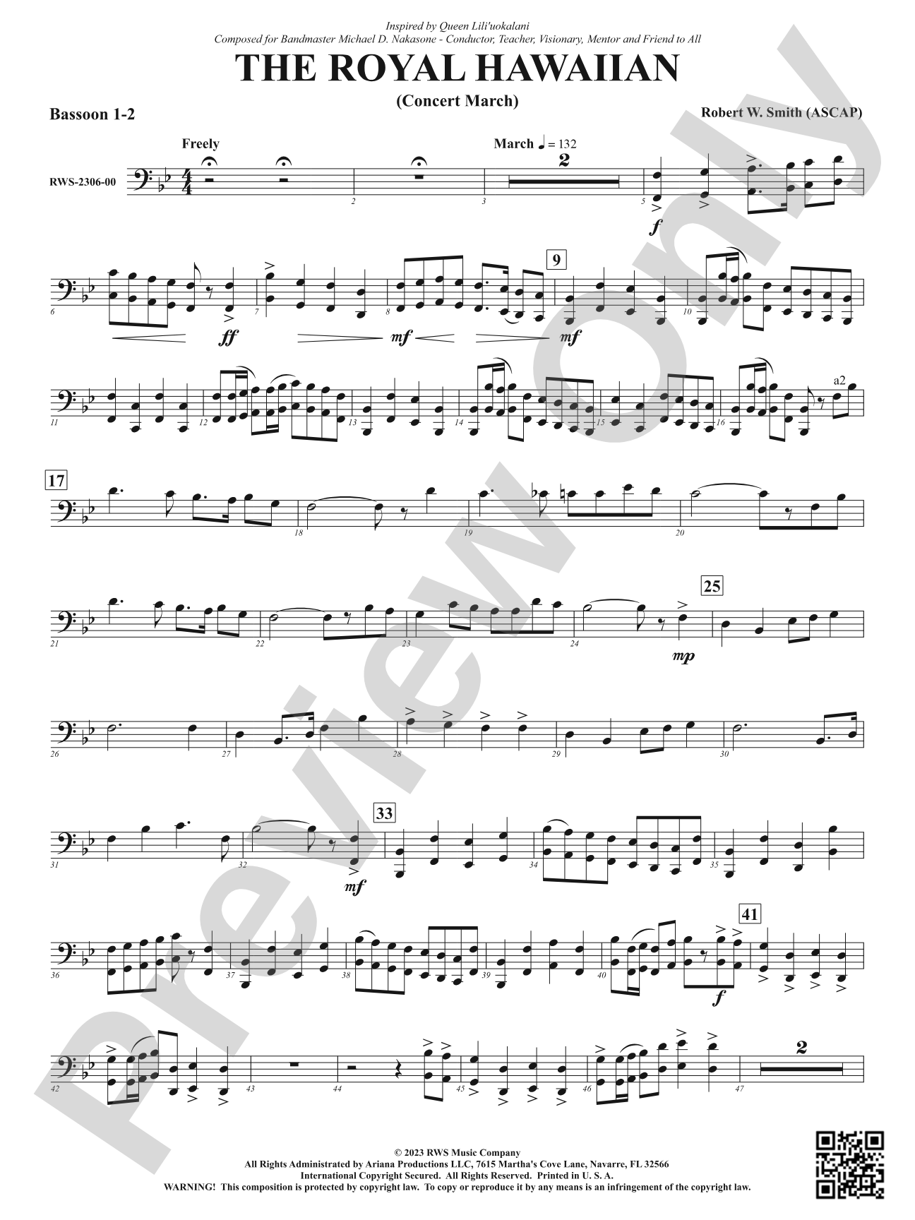 The Royal Hawaiian - Concert March: 1st & 2nd Bassoon