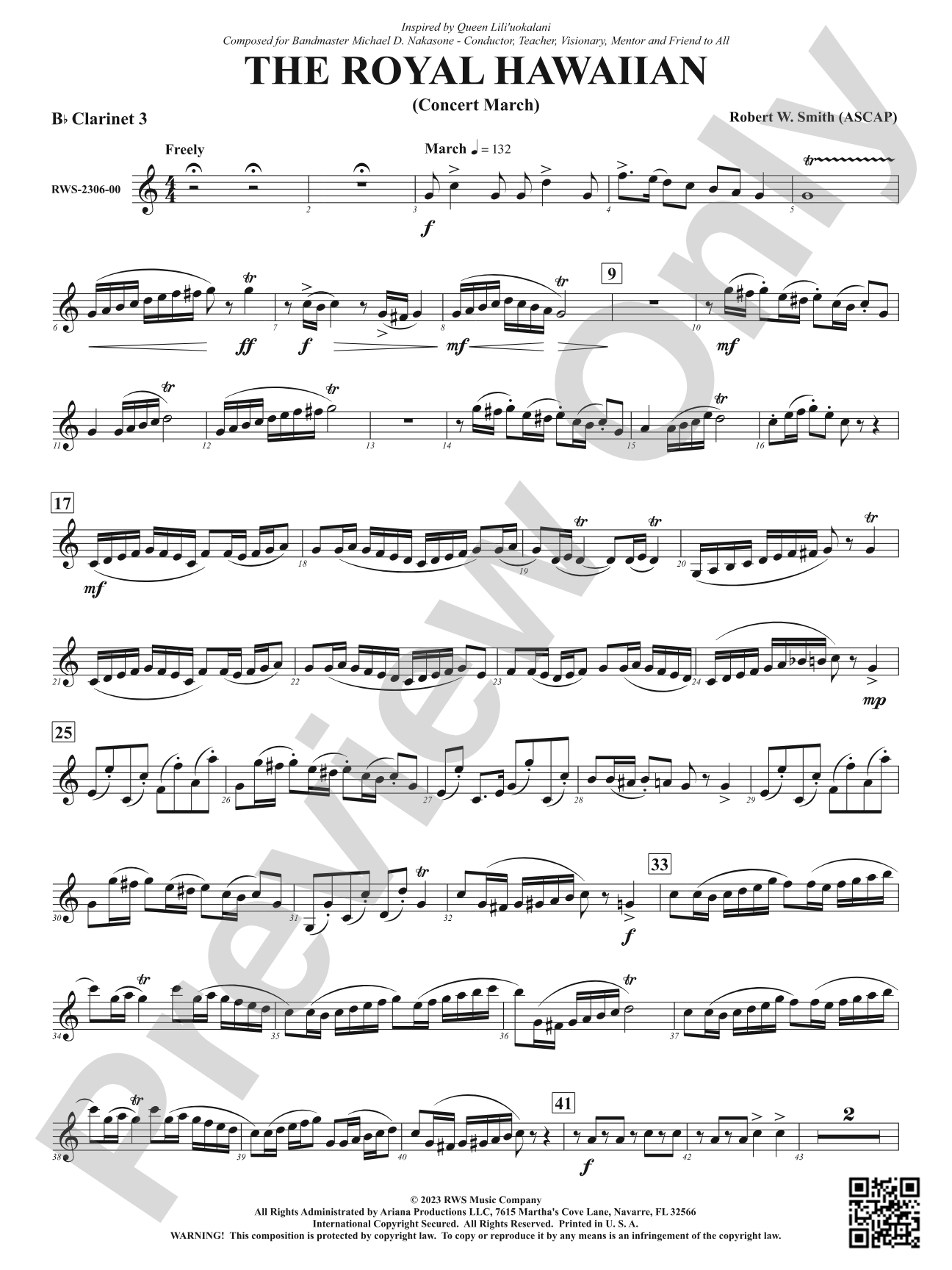 The Royal Hawaiian - Concert March: 3rd B-flat Clarinet