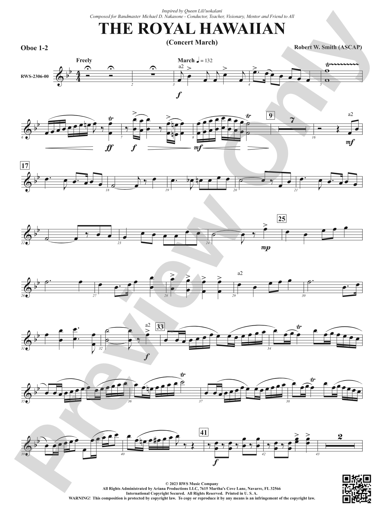 The Royal Hawaiian - Concert March: 1st & 2nd Oboe