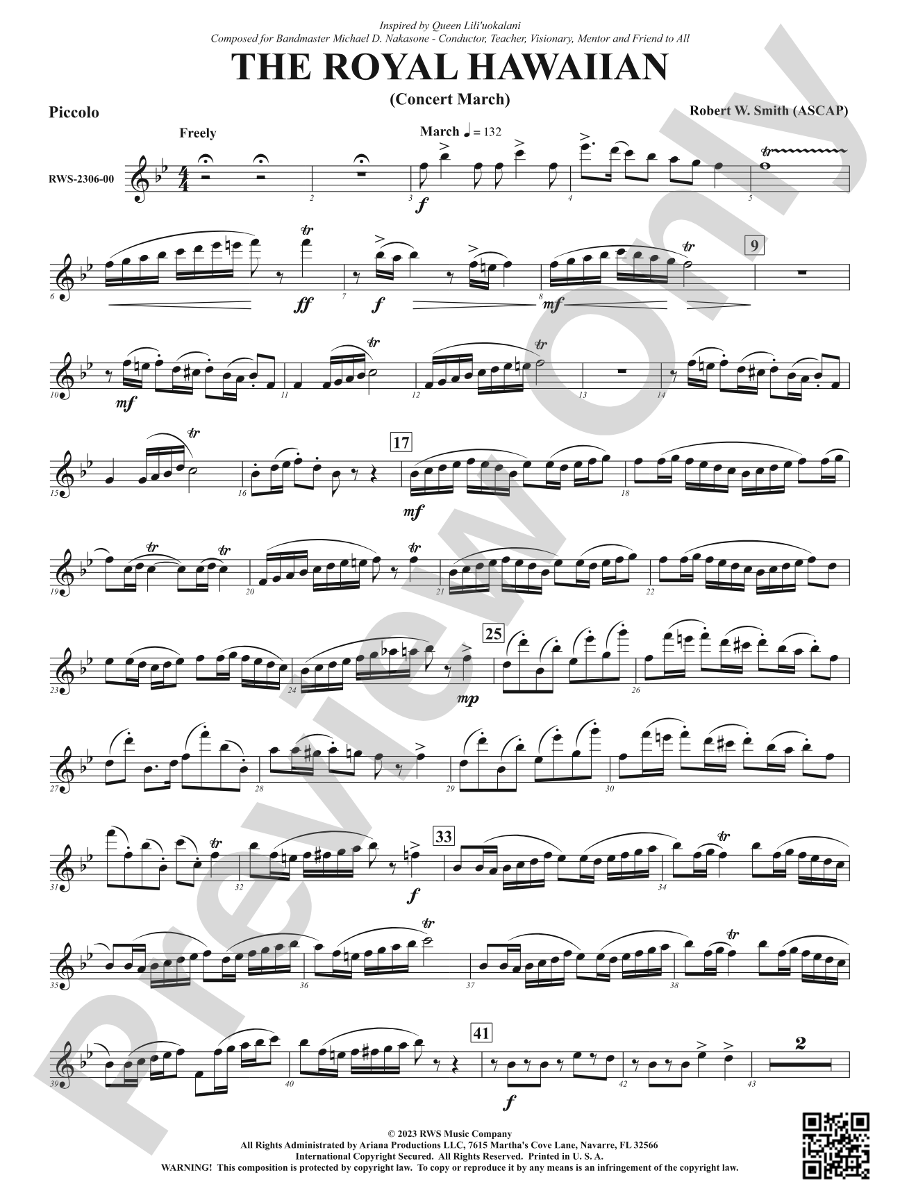 The Royal Hawaiian - Concert March: Piccolo
