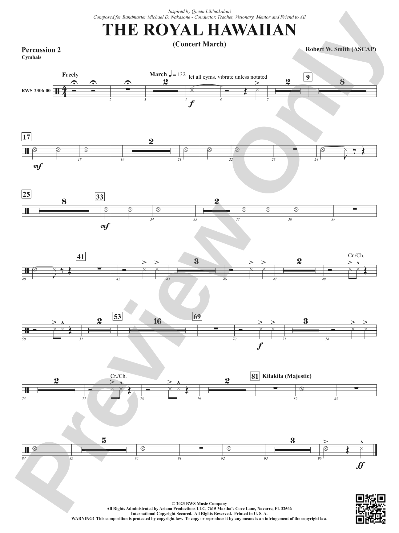 The Royal Hawaiian - Concert March: 2nd Percussion