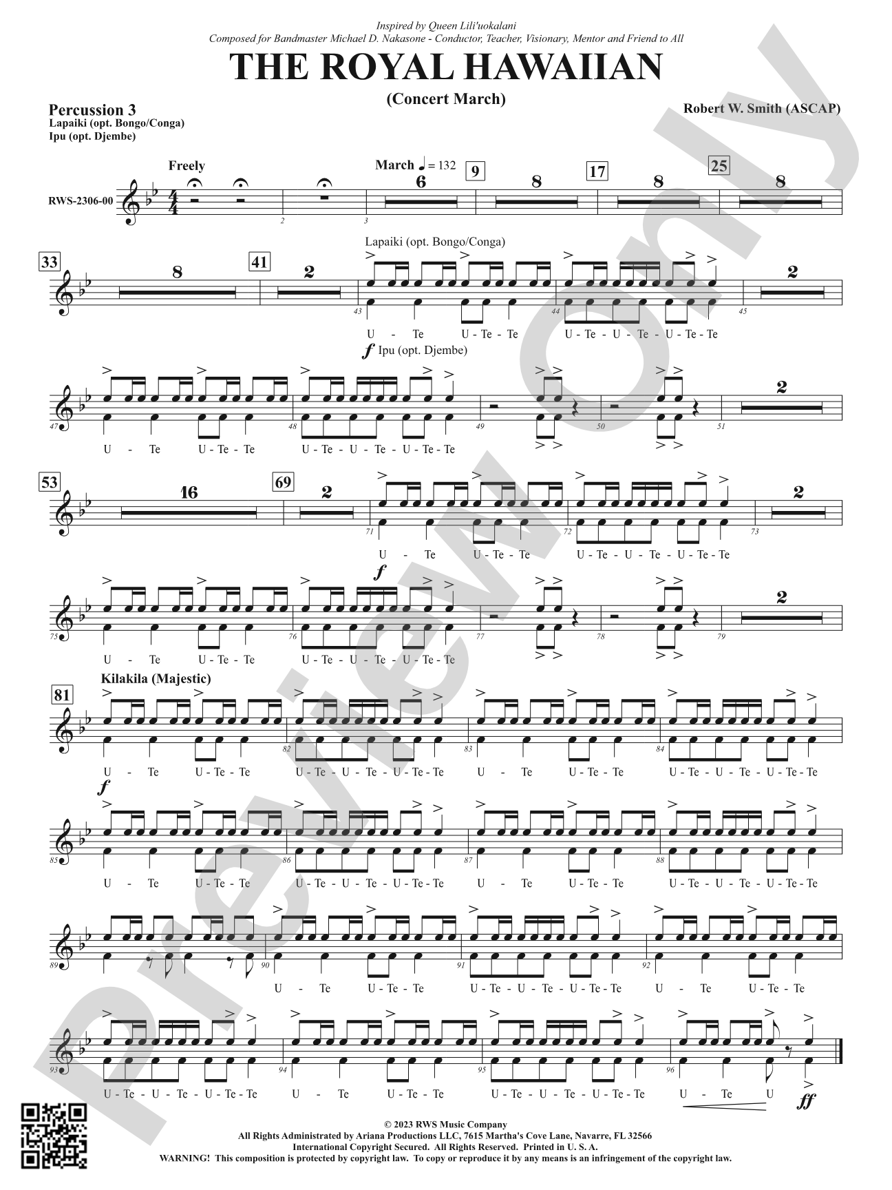 The Royal Hawaiian - Concert March: 3rd Percussion