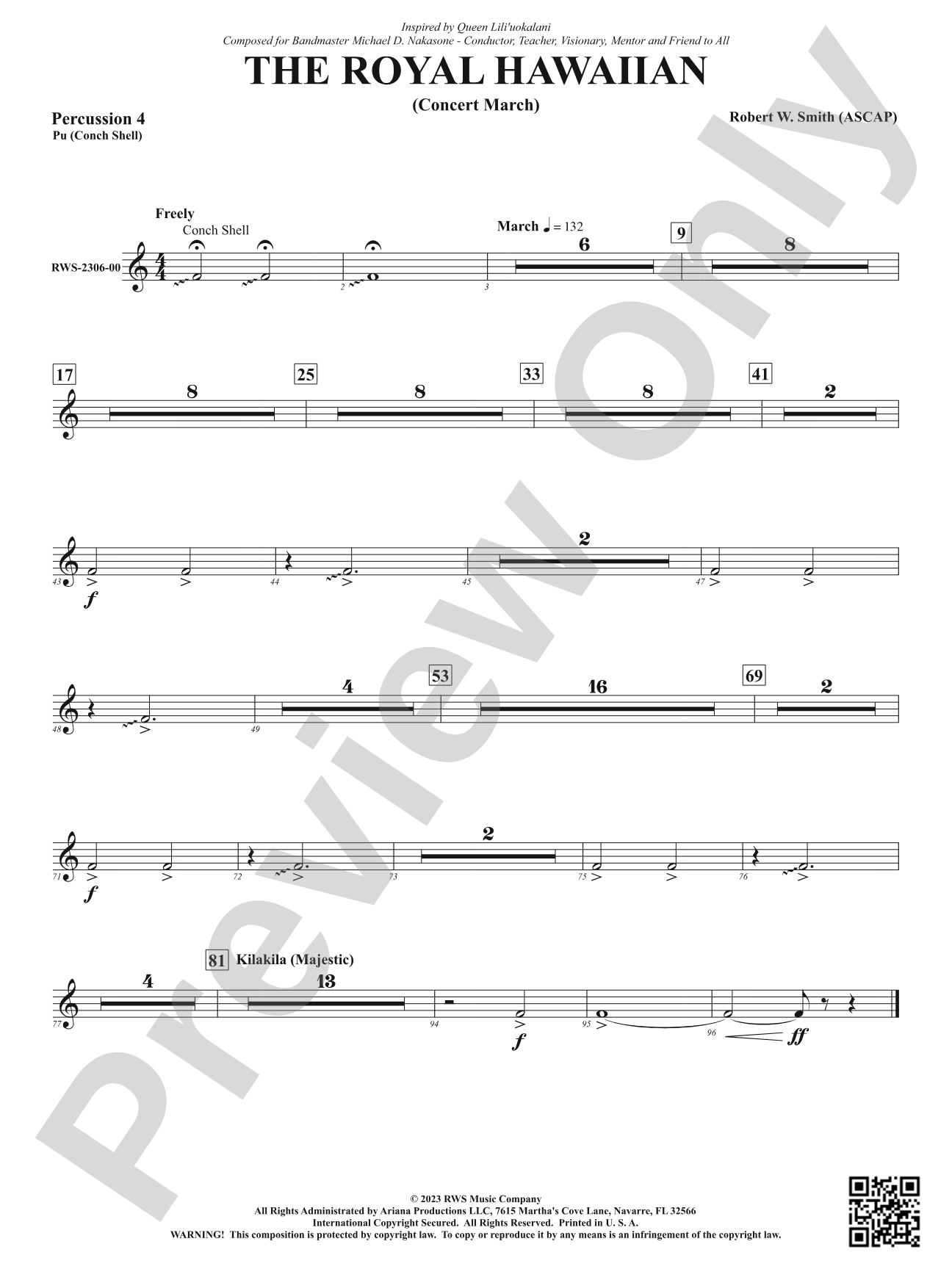The Royal Hawaiian - Concert March: 4th Percussion