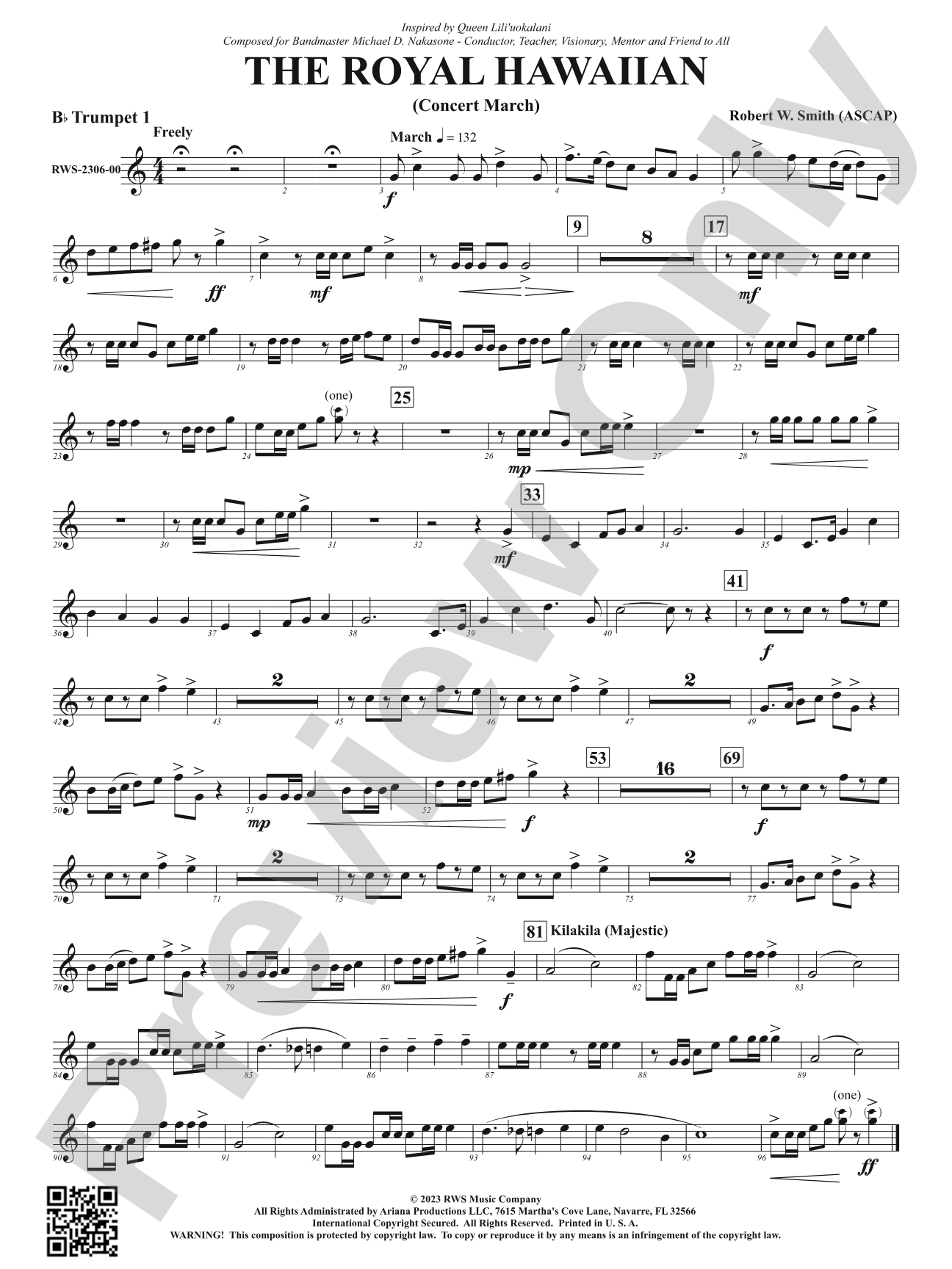 The Royal Hawaiian - Concert March: 1st B-flat Trumpet