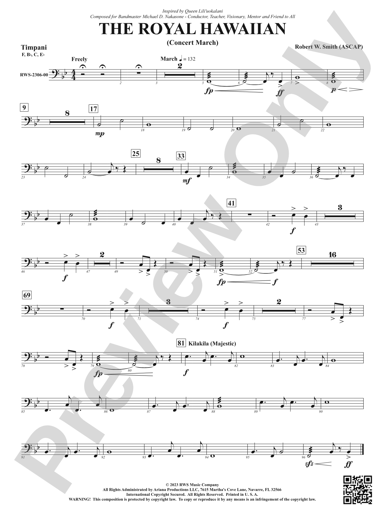 The Royal Hawaiian - Concert March: Timpani