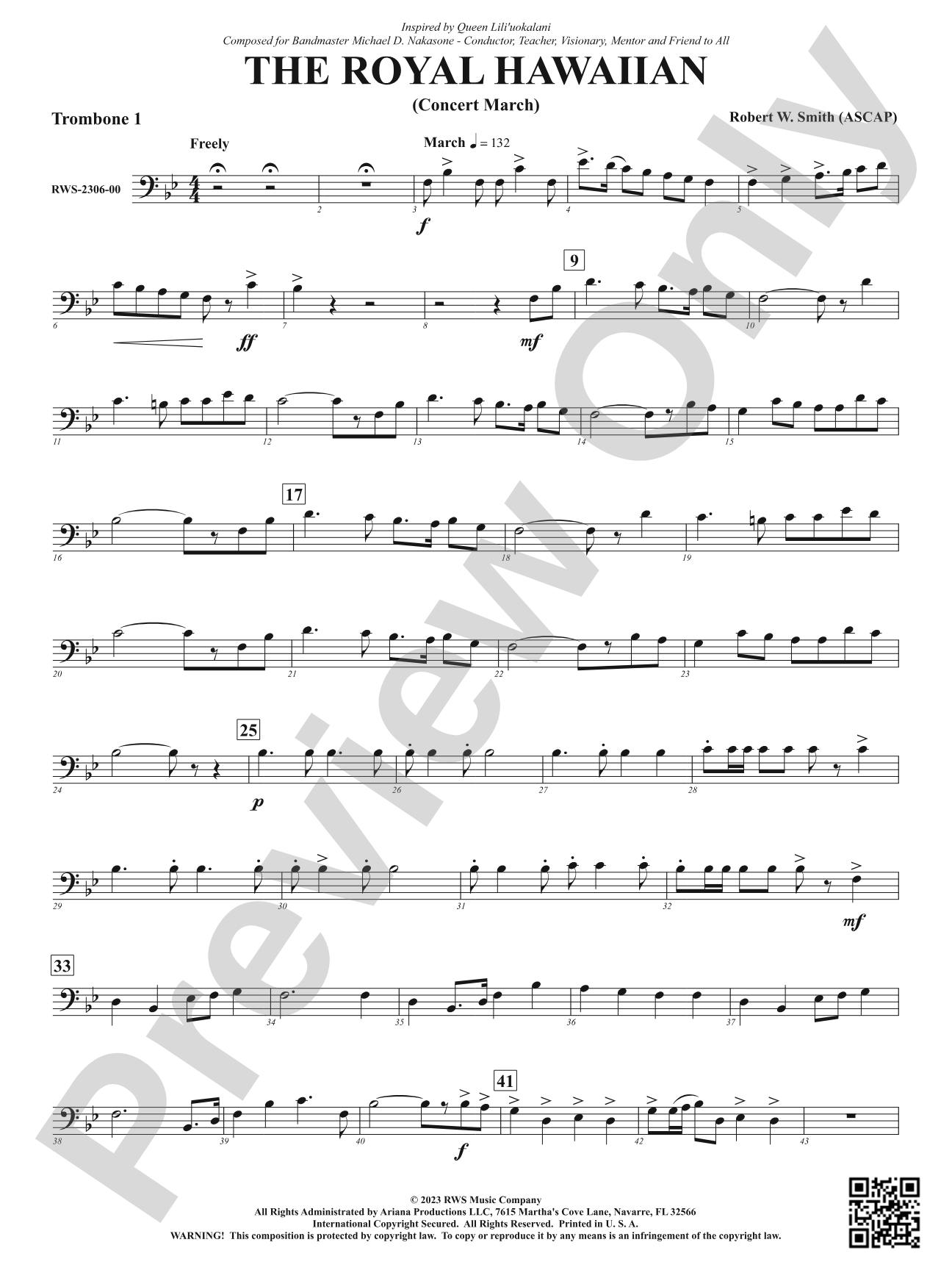 The Royal Hawaiian - Concert March: 1st Trombone