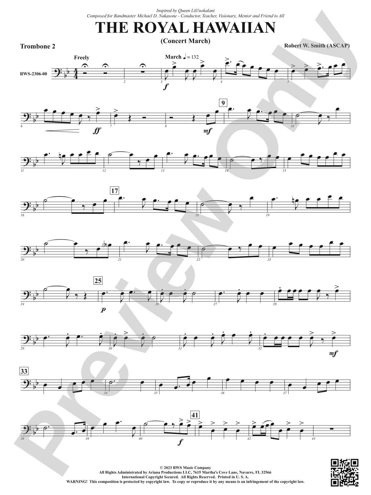 The Royal Hawaiian - Concert March: 2nd Trombone