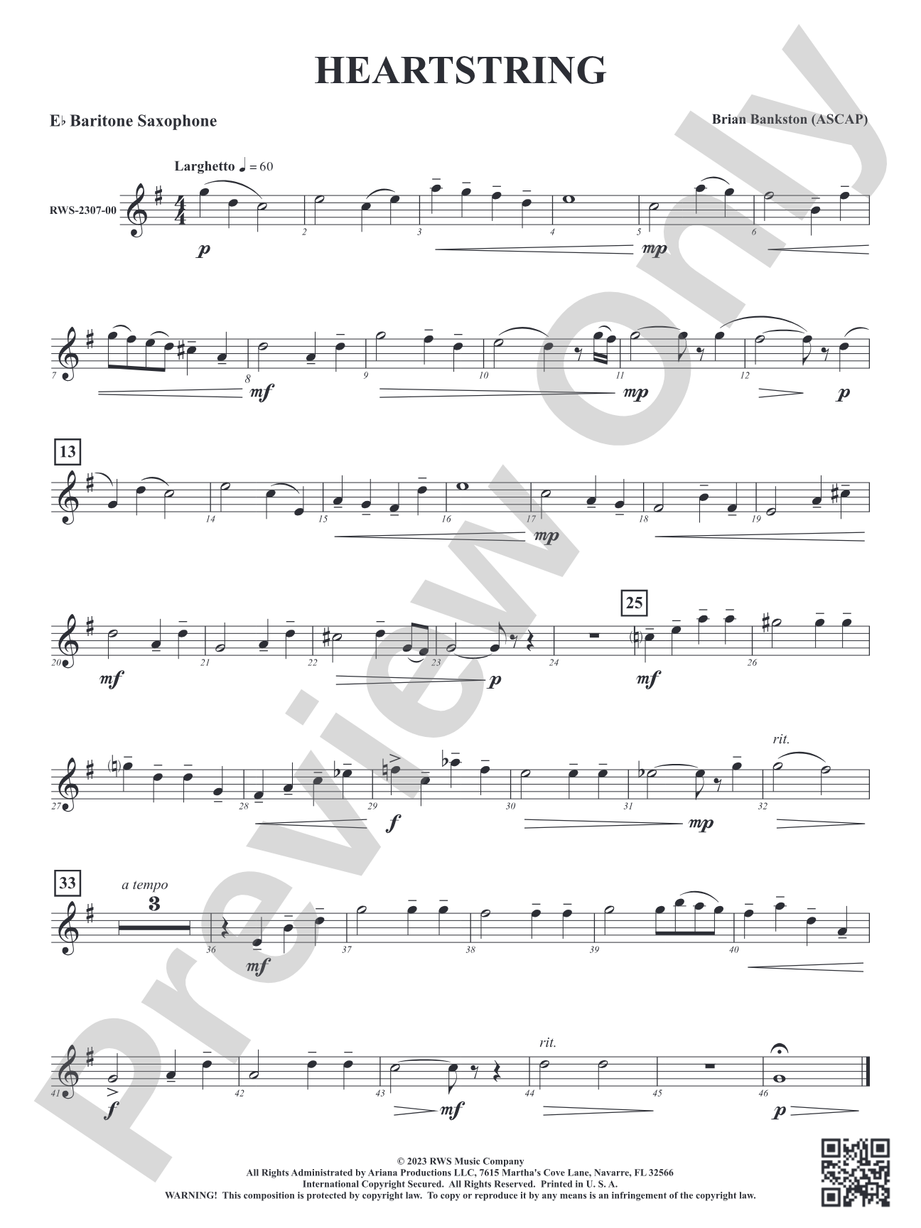 Heartstring: E-flat Baritone Saxophone