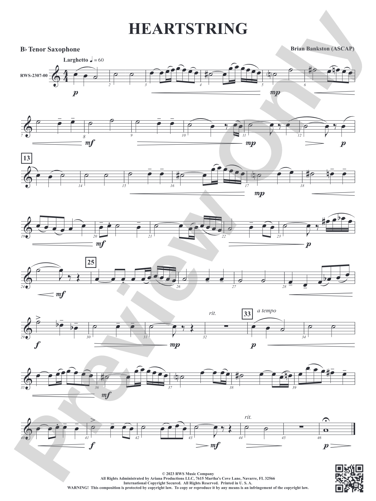 Heartstring: B-flat Tenor Saxophone