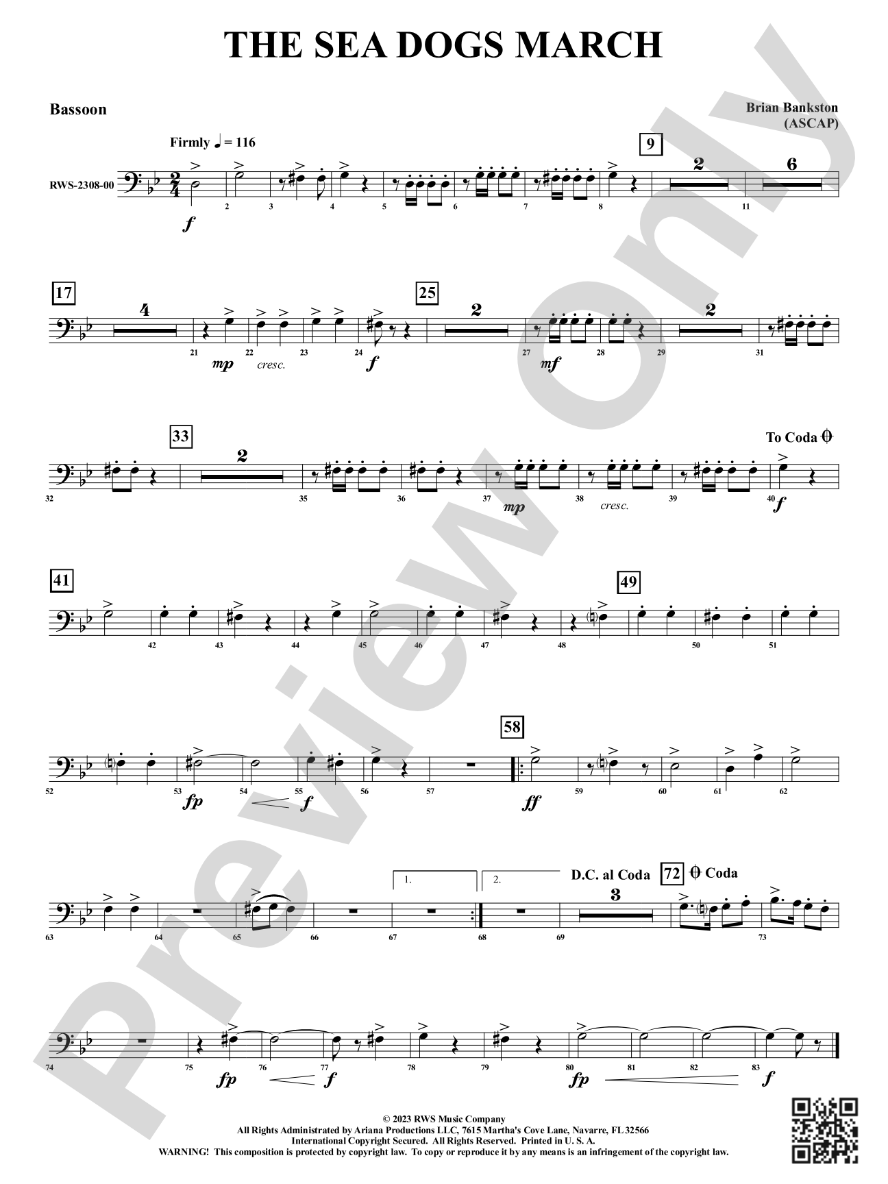 The Sea Dogs March: Bassoon