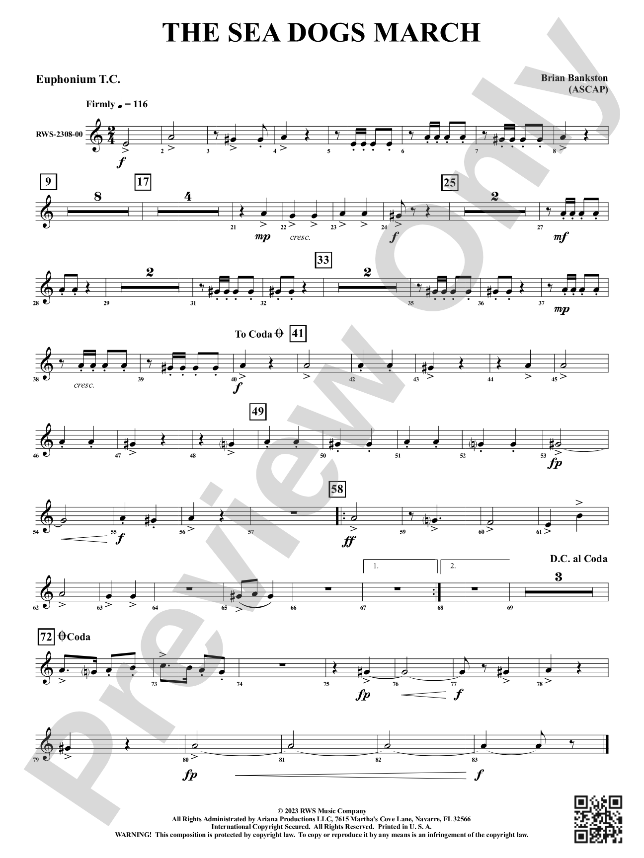 The Sea Dogs March: Baritone T.C.
