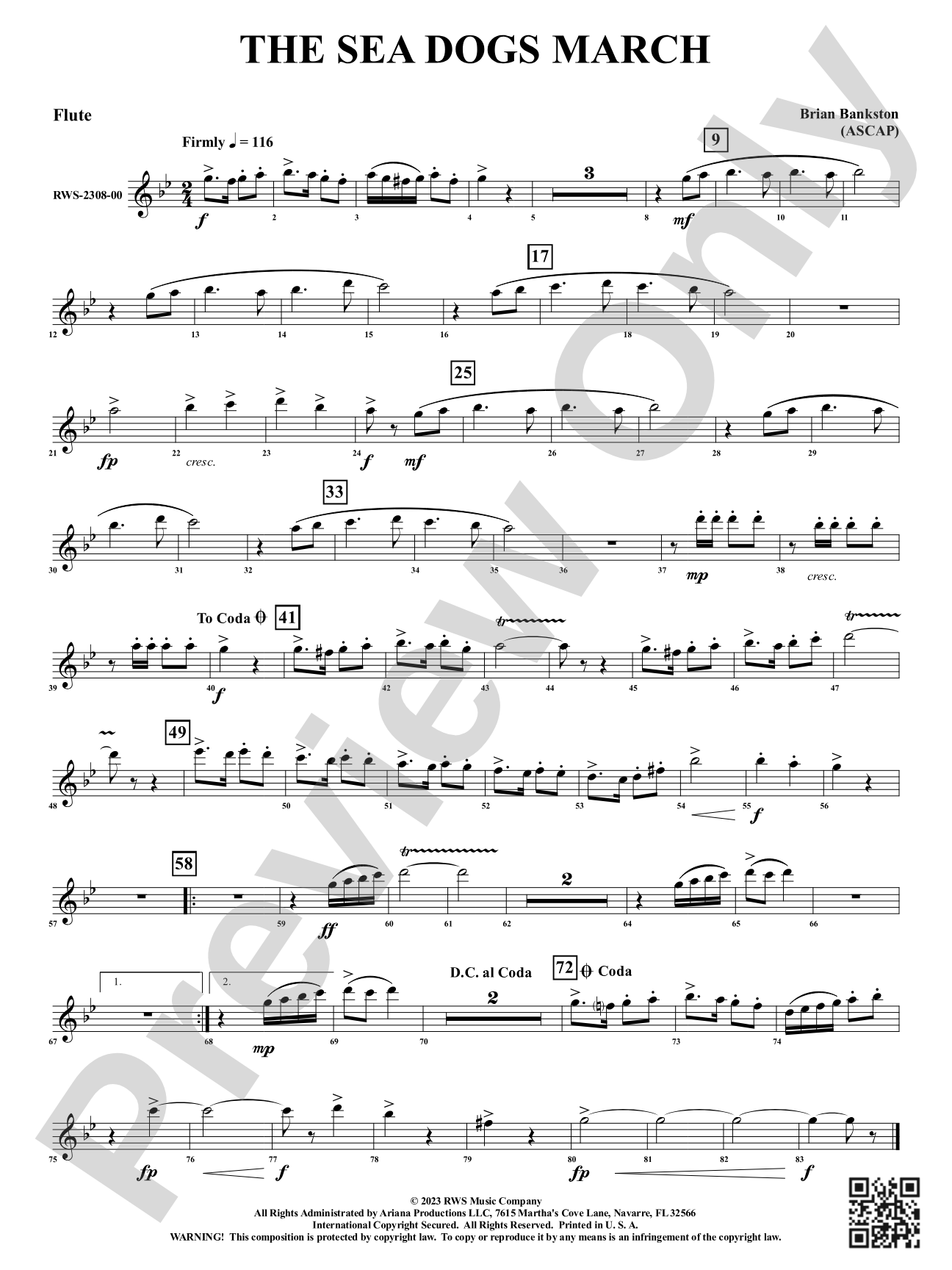 The Sea Dogs March: 1st Flute