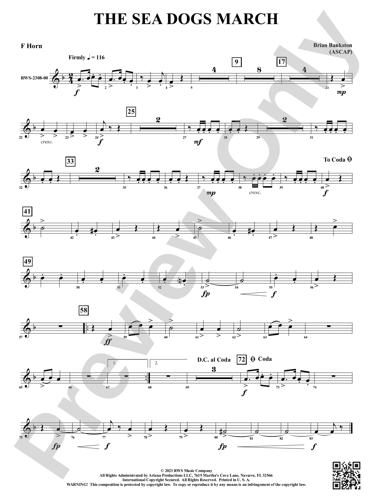 The Sea Dogs March: 1st F Horn
