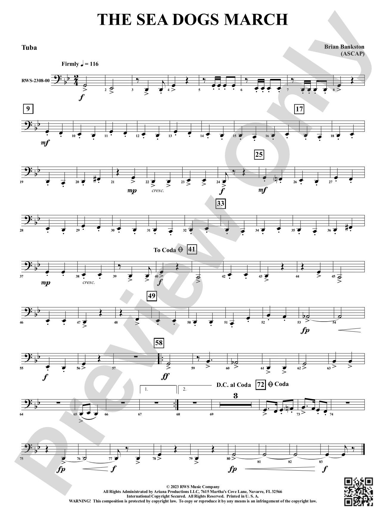 The Sea Dogs March: Tuba