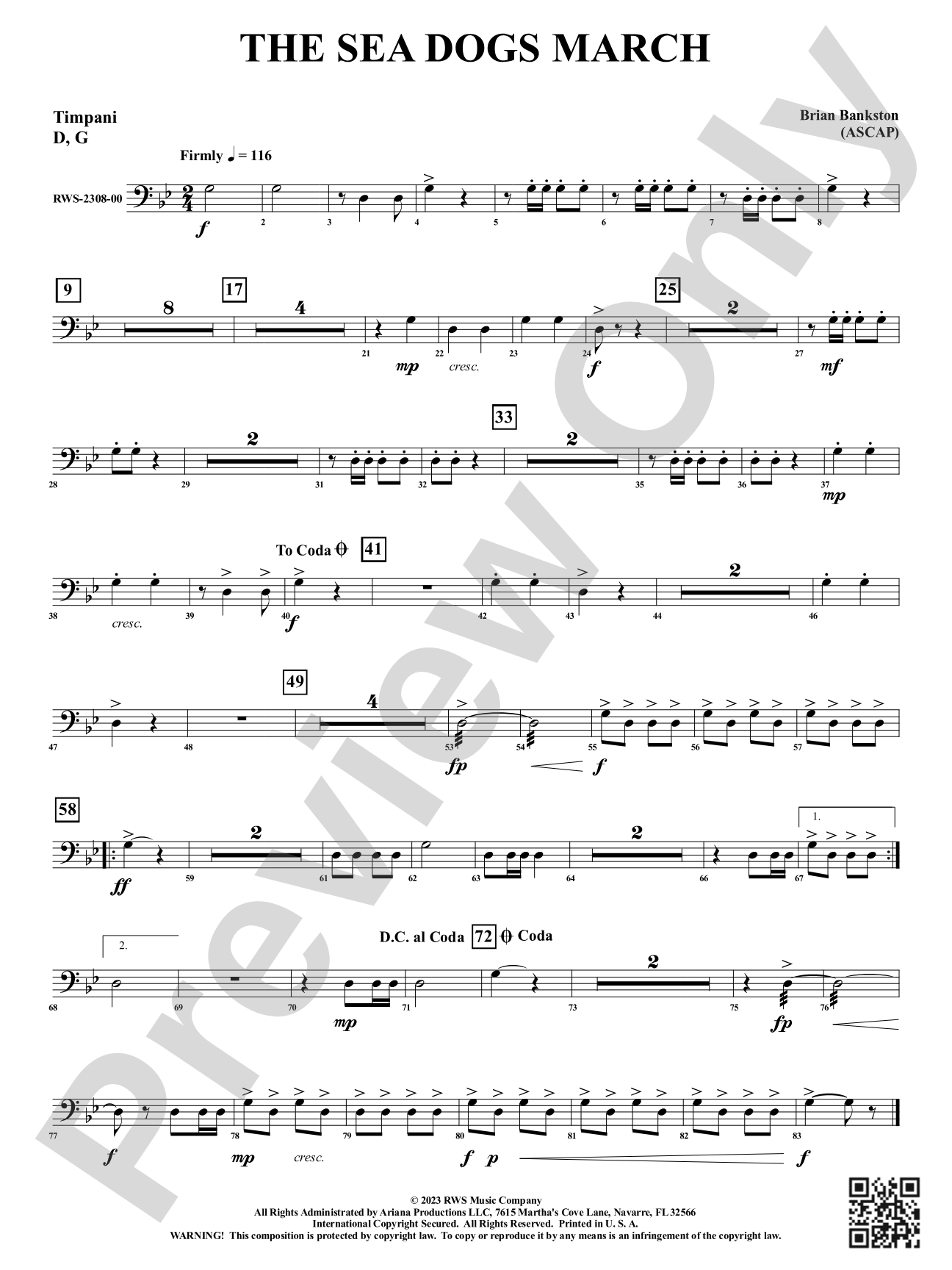 The Sea Dogs March: Timpani