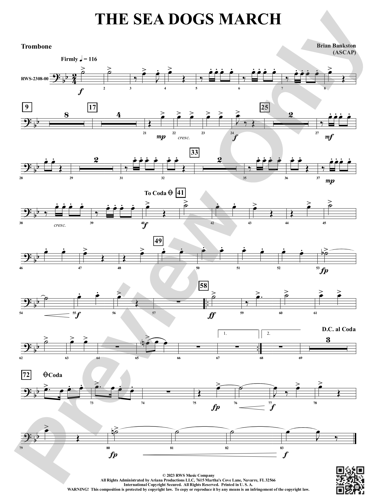 The Sea Dogs March: 1st Trombone