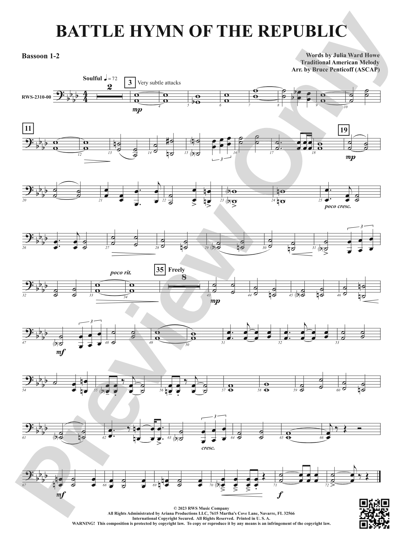 Battle Hymn of the Republic: 1st & 2nd Bassoon