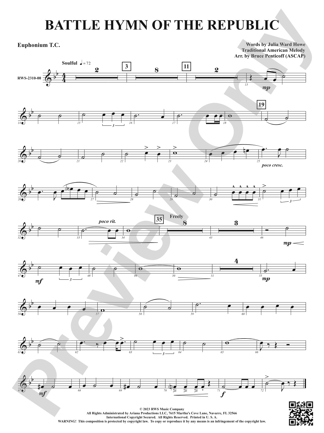 Battle Hymn of the Republic: Baritone T.C.