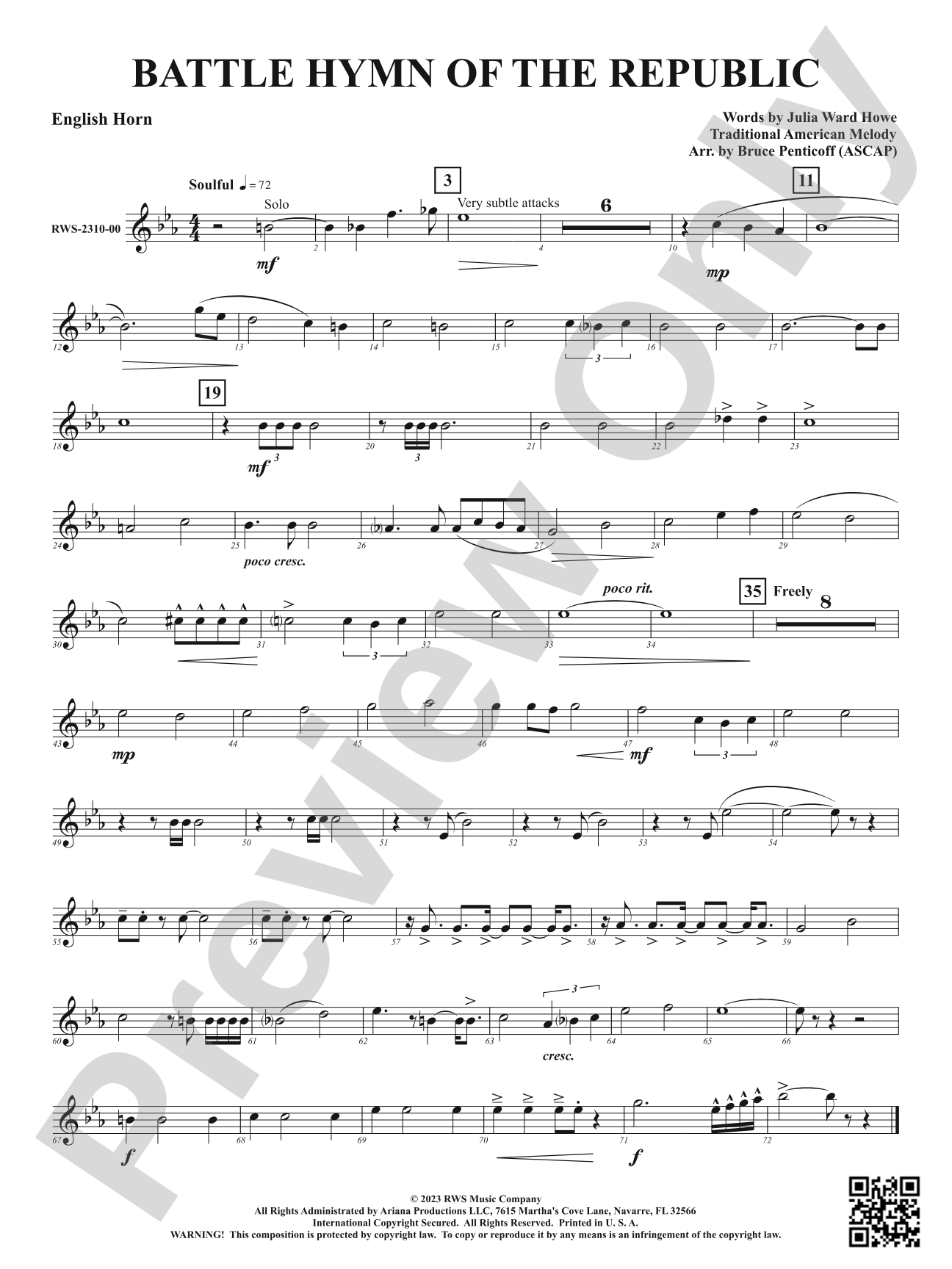 Battle Hymn of the Republic: English Horn