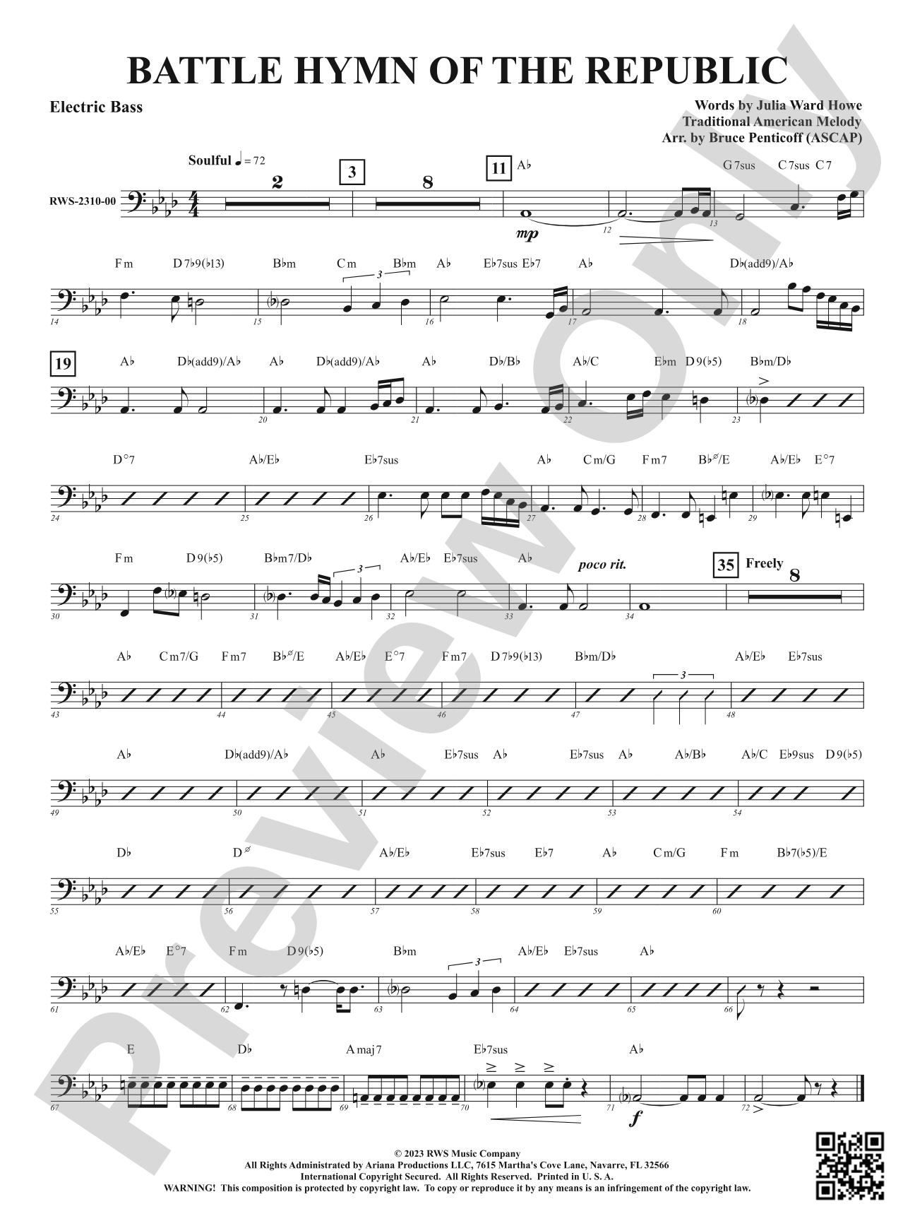 Battle Hymn of the Republic: Electric Bass