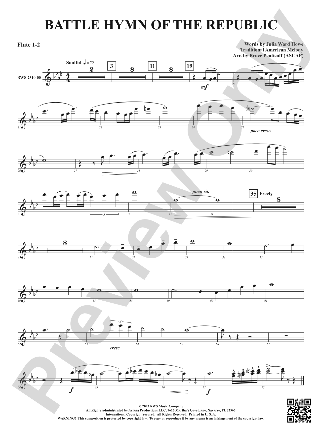 Battle Hymn of the Republic: 1st & 2nd Flute