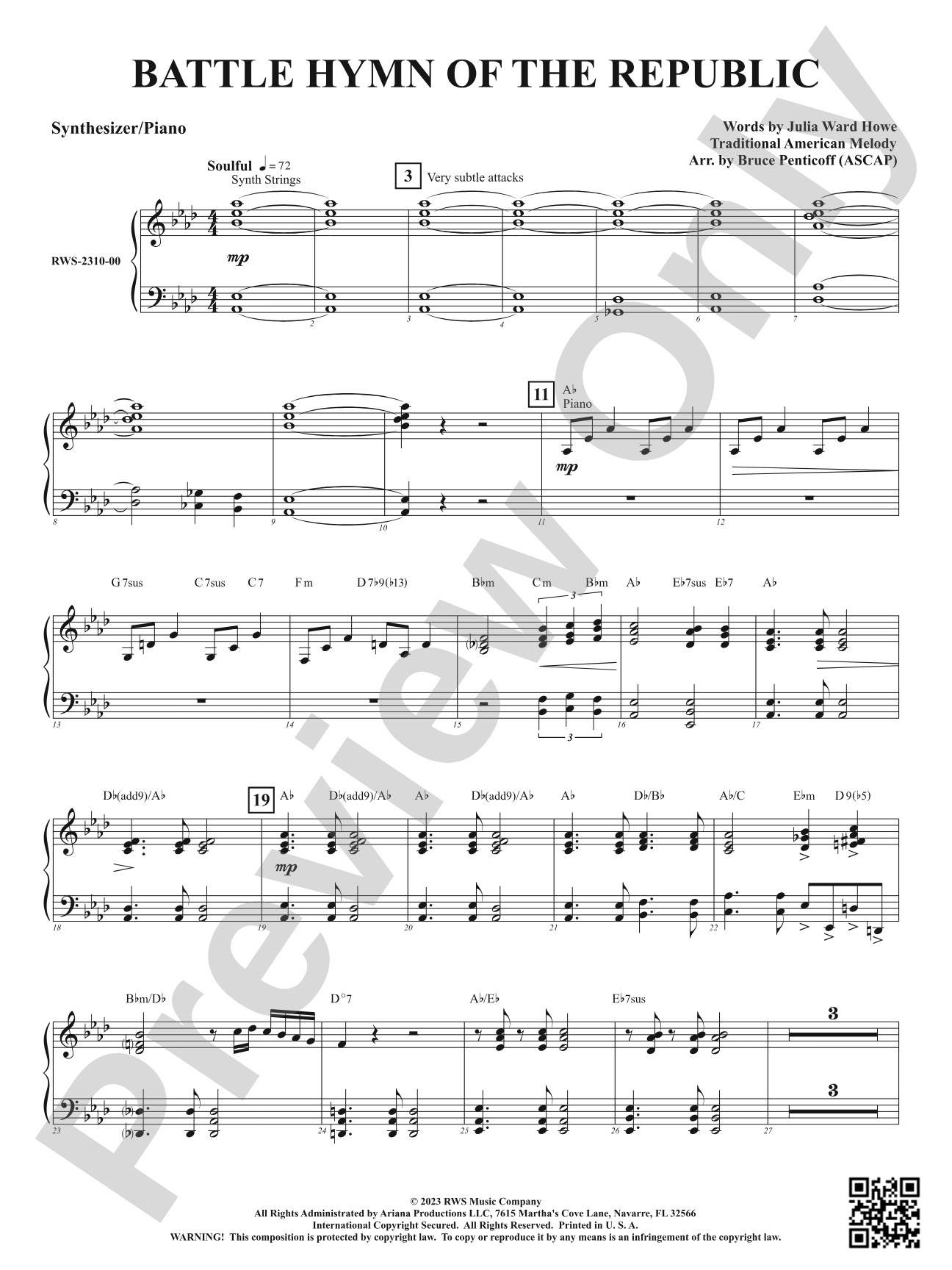 Battle Hymn of the Republic: Synthesizer