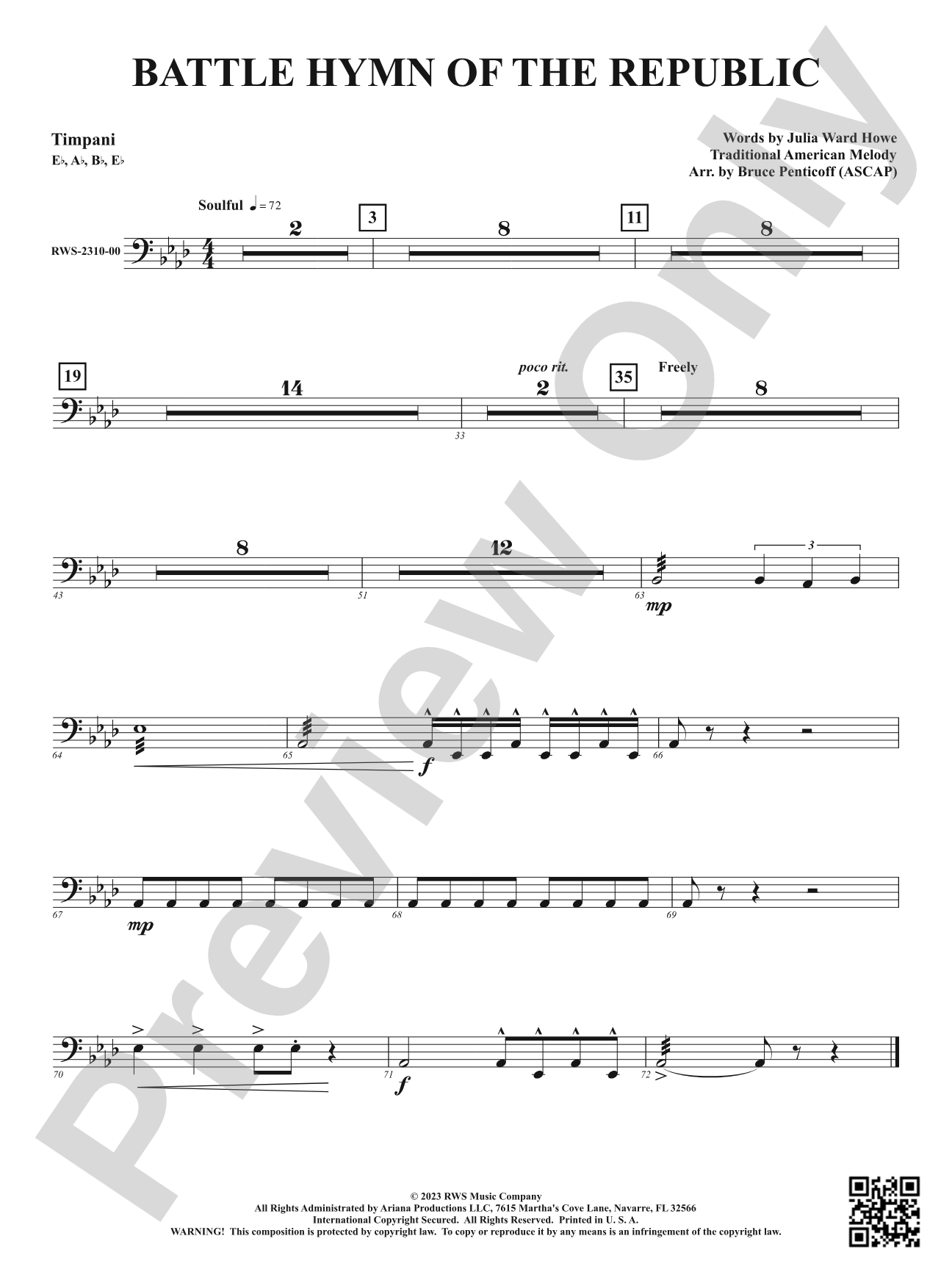 Battle Hymn of the Republic: Timpani
