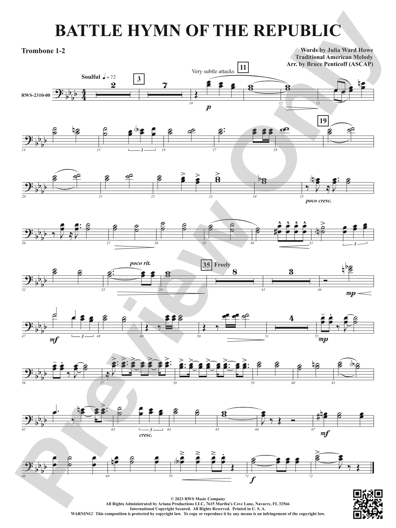 Battle Hymn of the Republic: 1st & 2nd Trombones