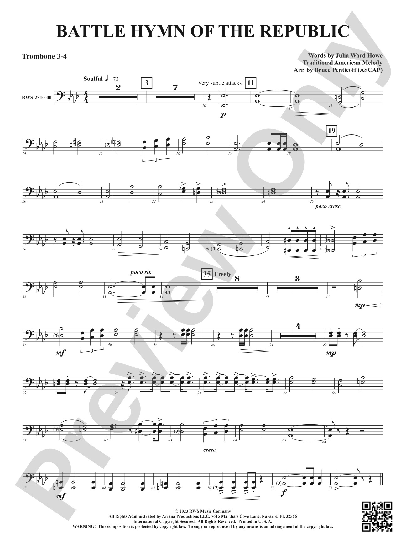 Battle Hymn of the Republic: 3rd & 4th Trombones