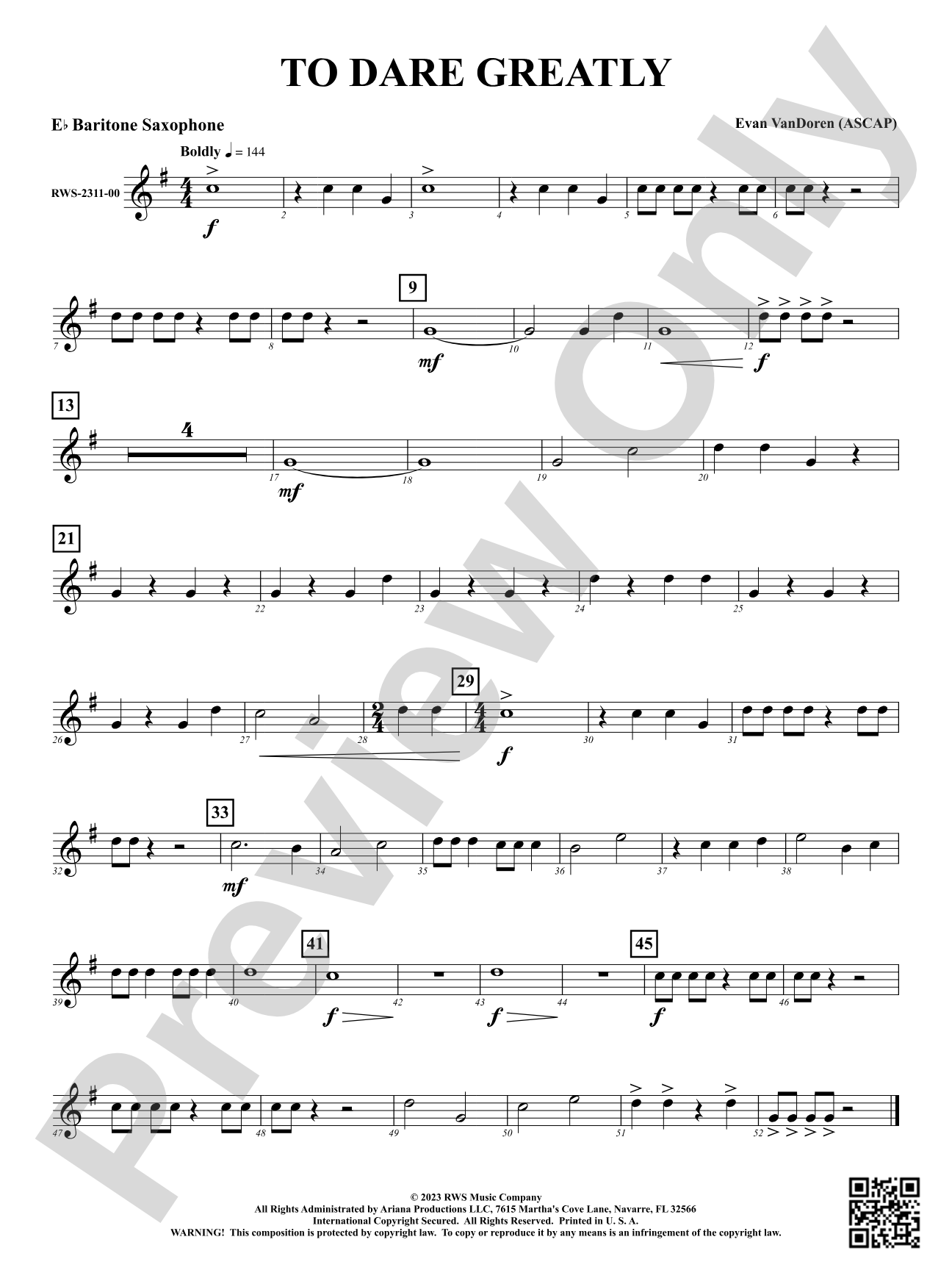 To Dare Greatly: E-flat Baritone Saxophone