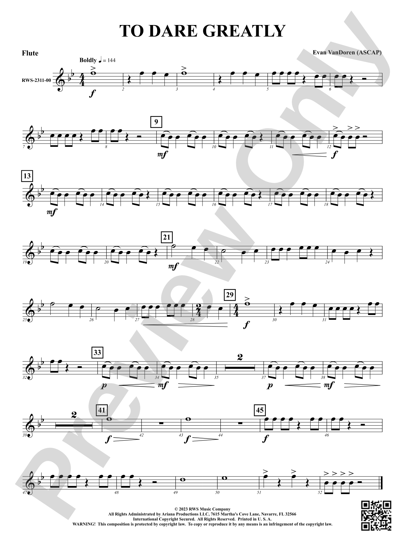 To Dare Greatly: 1st Flute