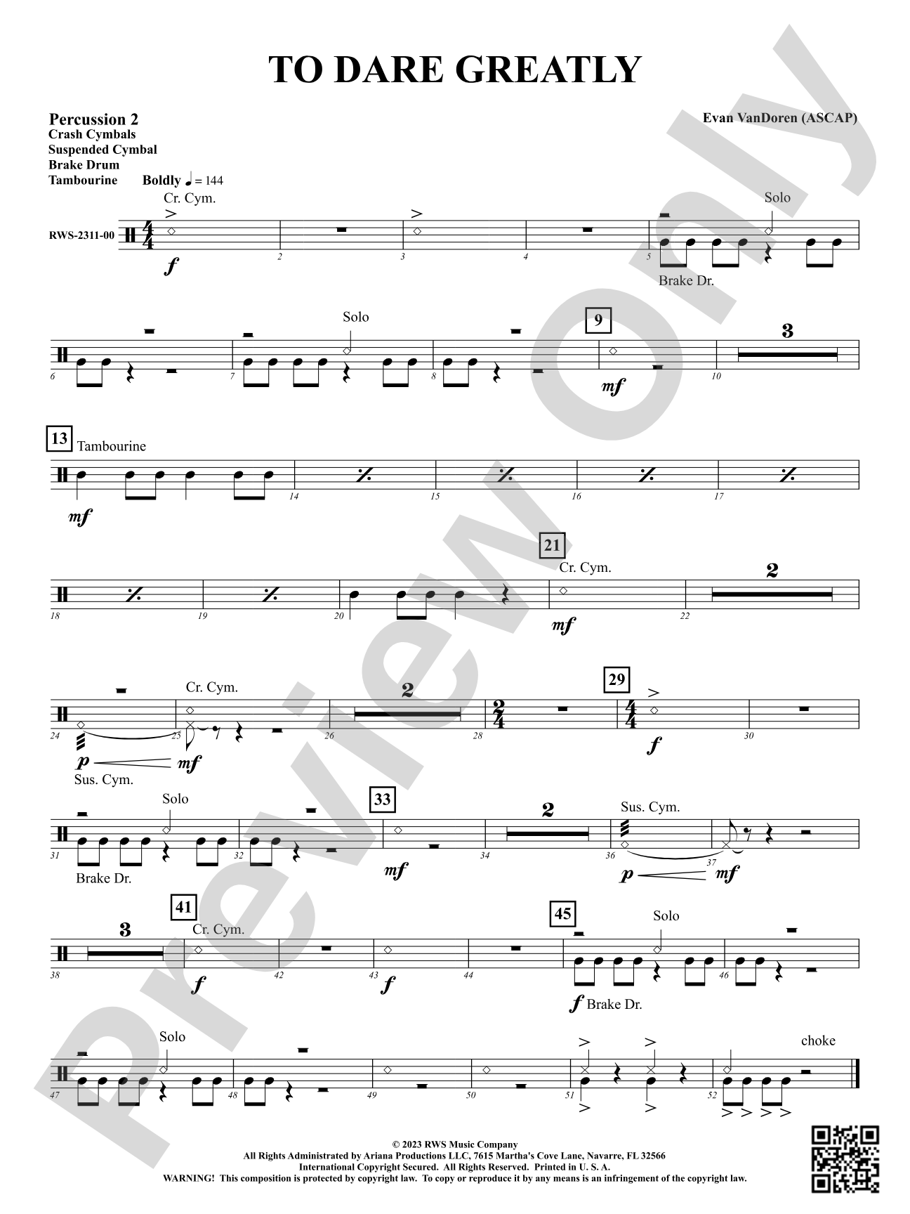 To Dare Greatly: 2nd Percussion