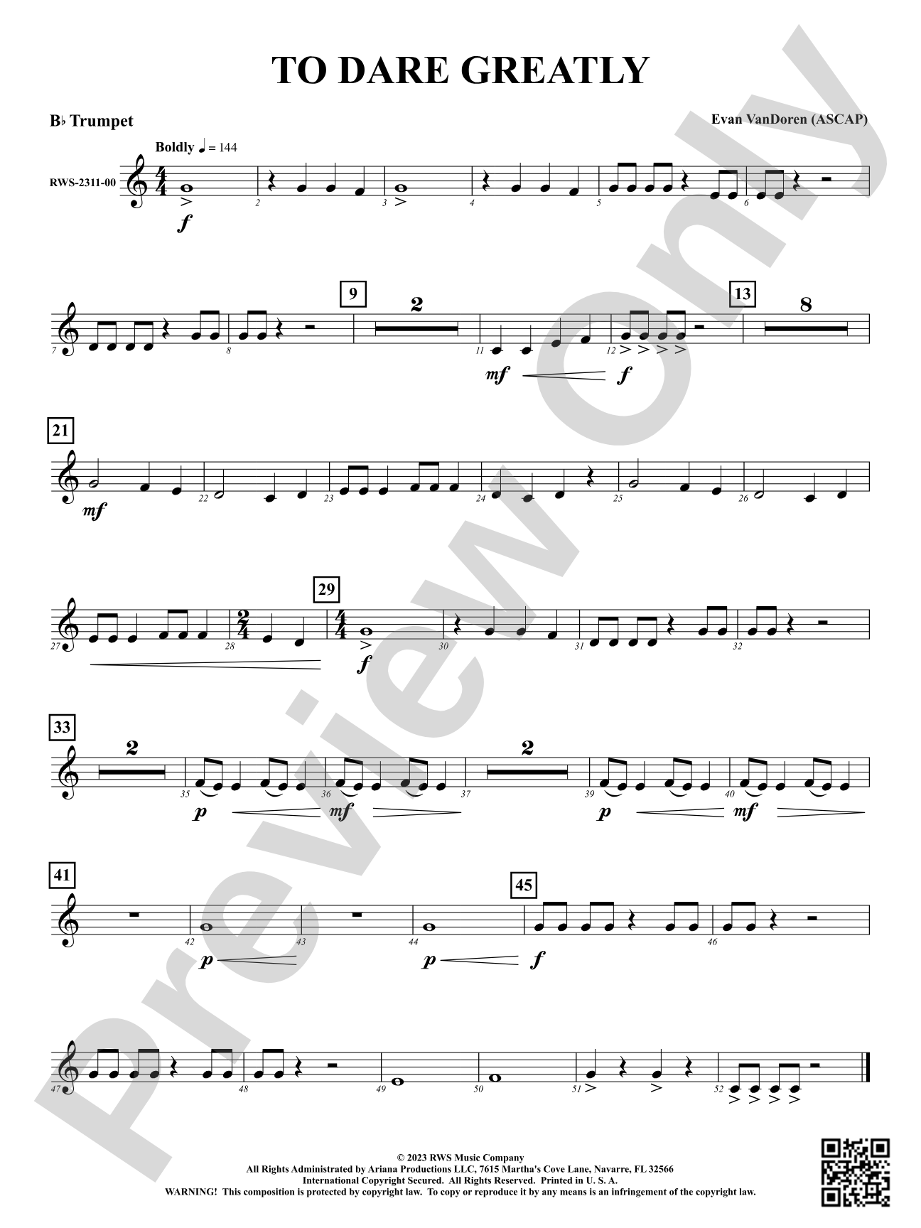 To Dare Greatly: 1st B-flat Trumpet