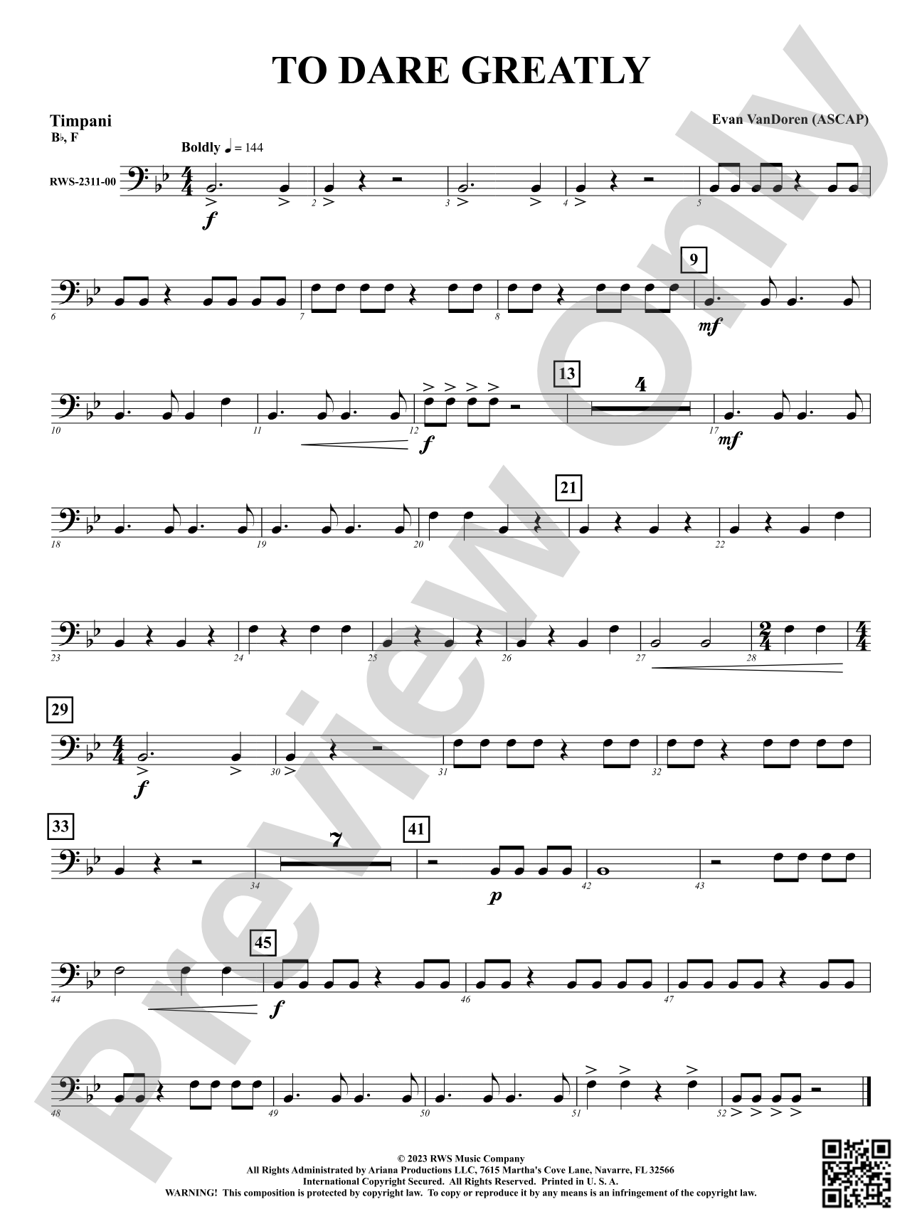 To Dare Greatly: Timpani
