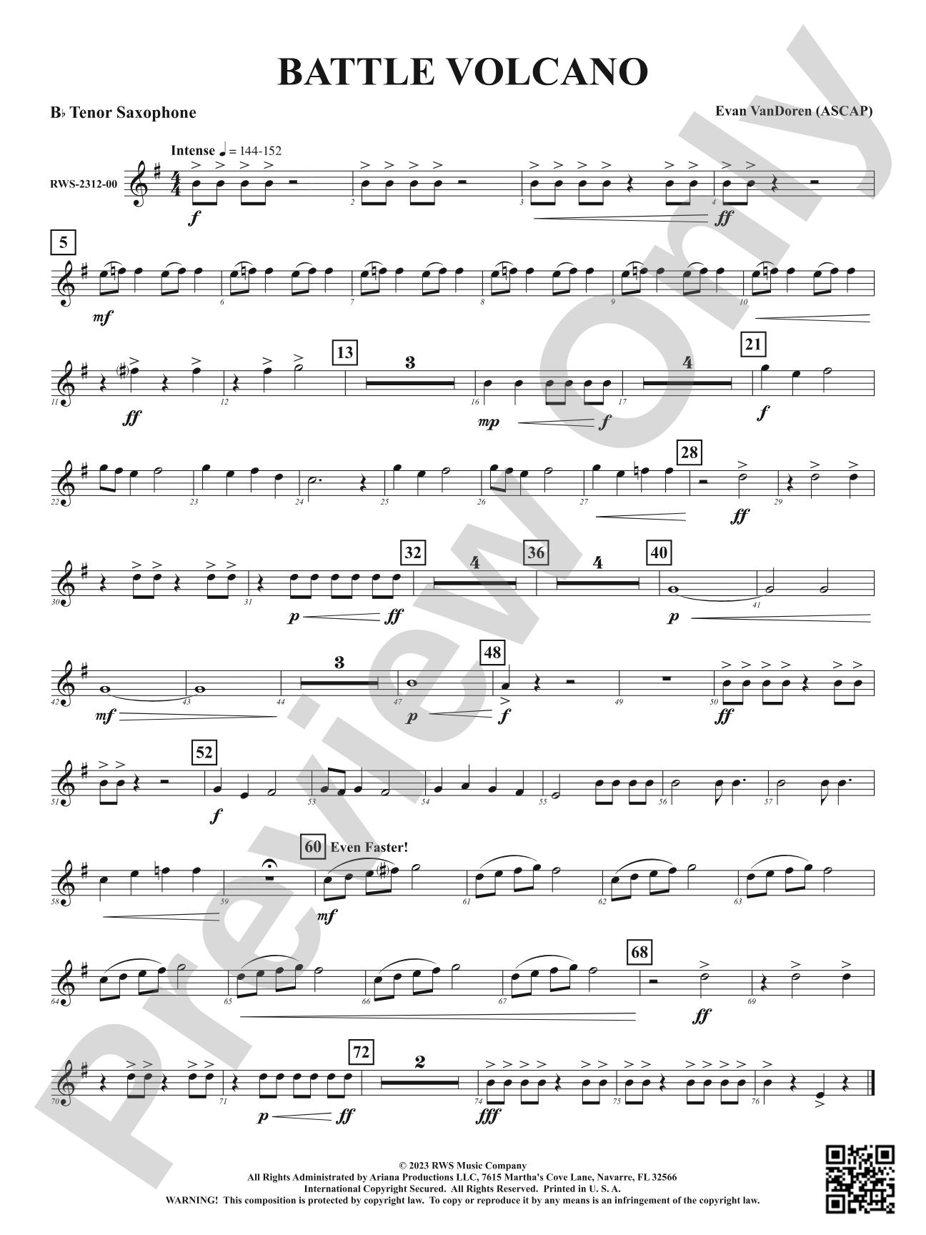 Battle Volcano: B-flat Tenor Saxophone