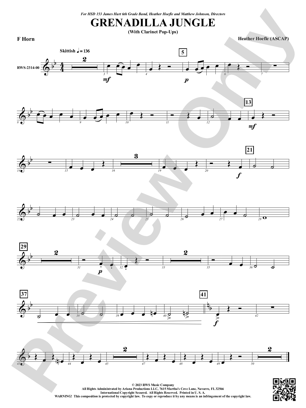 Grenadilla Jungle - With Clarinet Pop-Ups: 1st F Horn