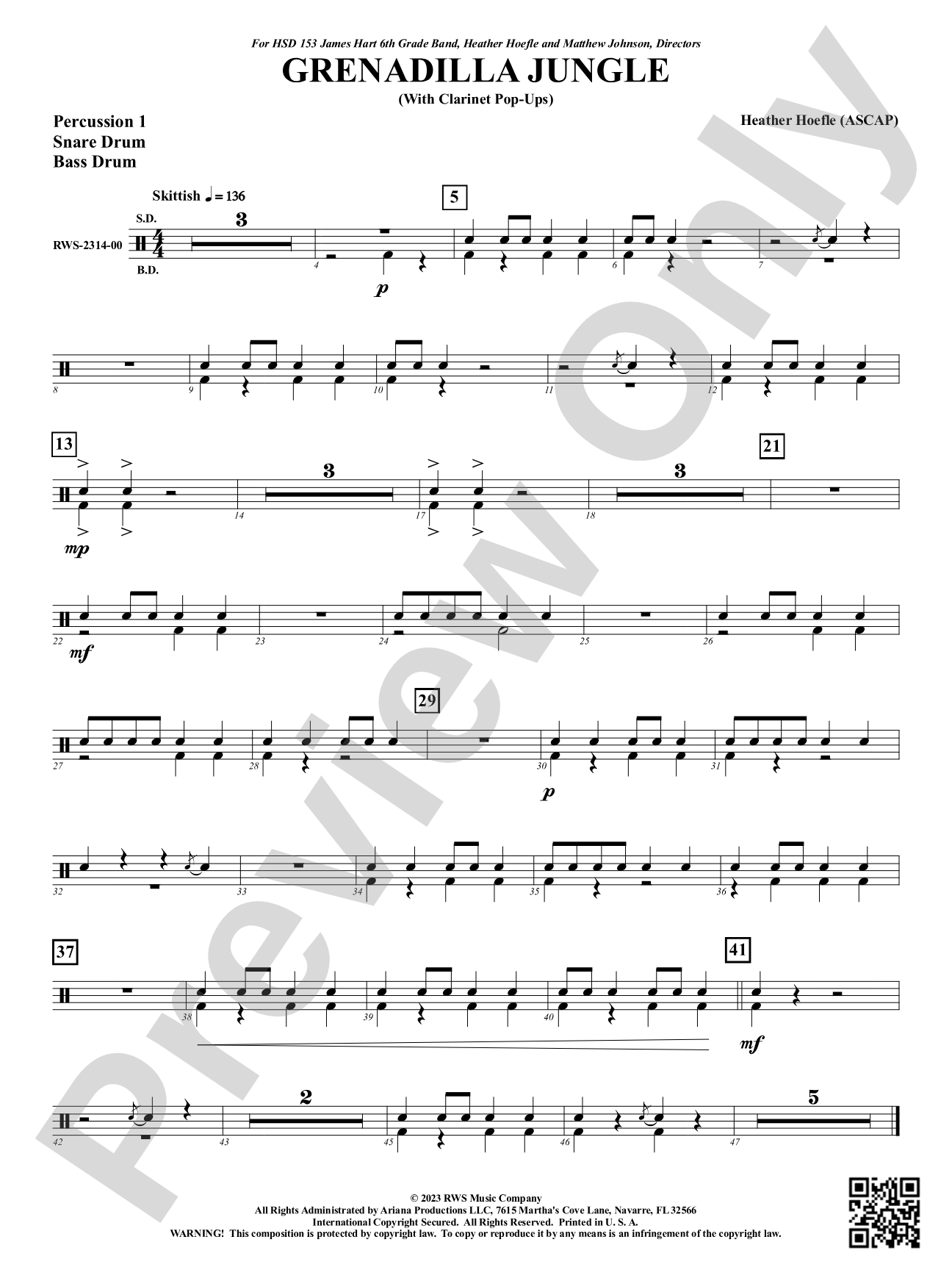 Grenadilla Jungle - With Clarinet Pop-Ups: 1st Percussion