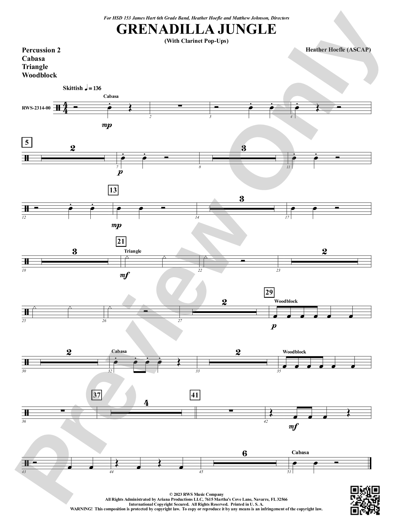 Grenadilla Jungle - With Clarinet Pop-Ups: 2nd Percussion