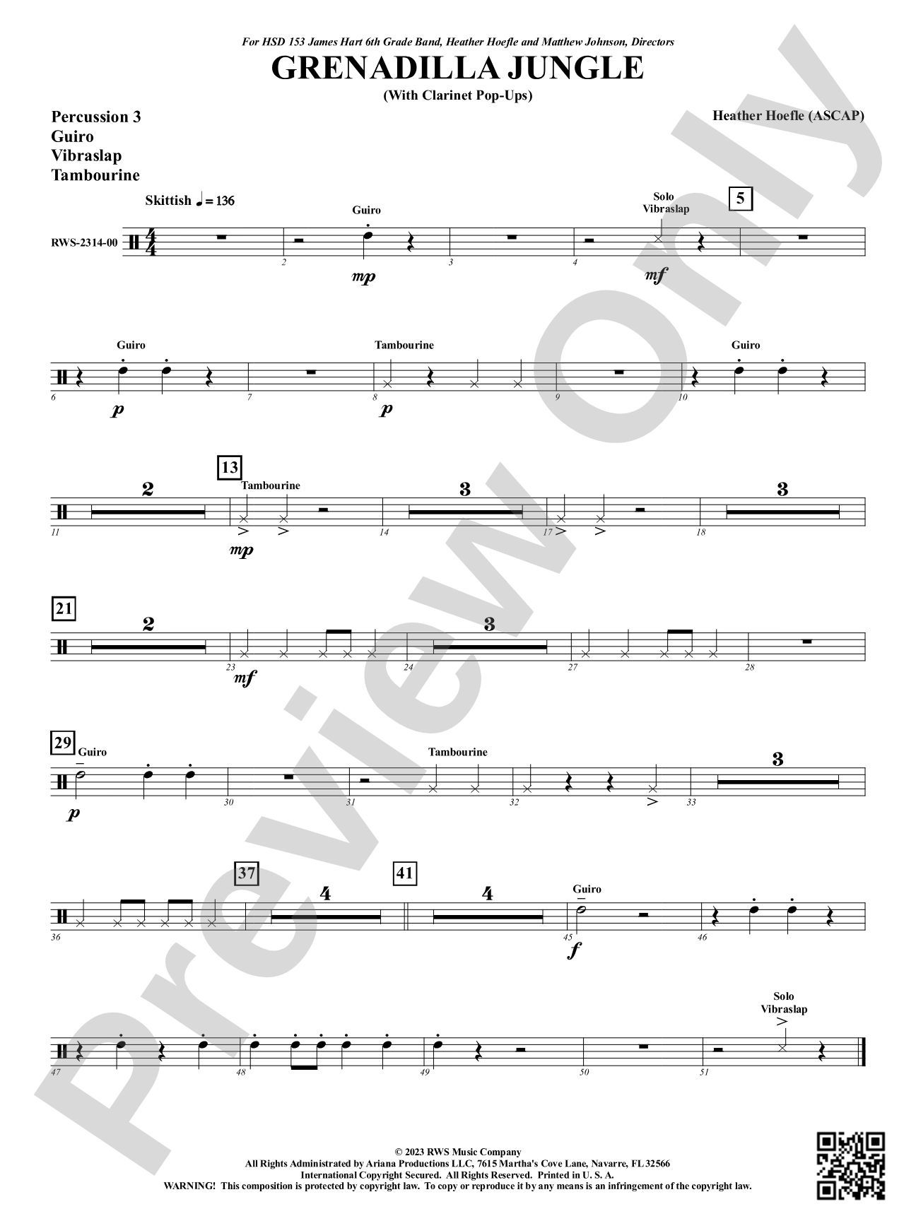 Grenadilla Jungle - With Clarinet Pop-Ups: 3rd Percussion