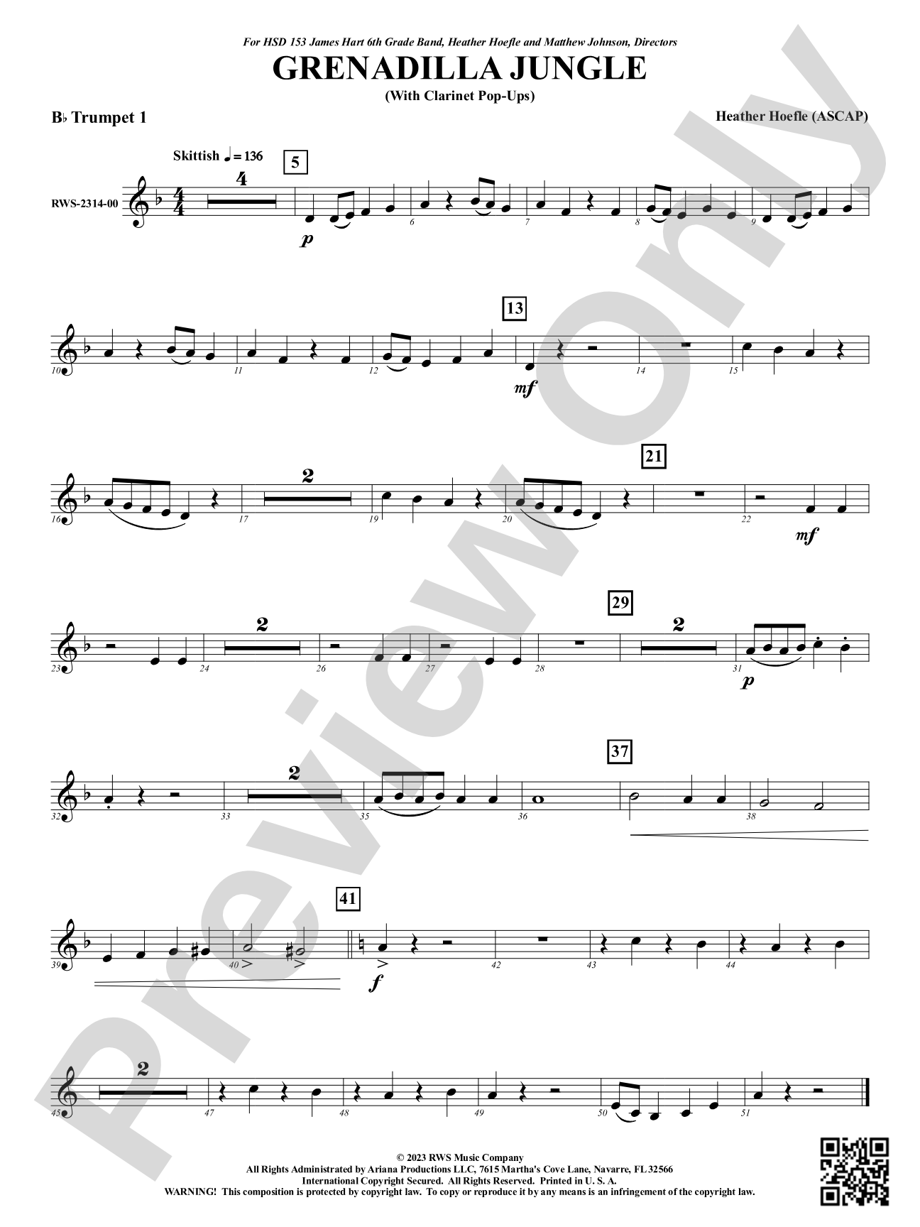 Grenadilla Jungle - With Clarinet Pop-Ups: 1st B-flat Trumpet