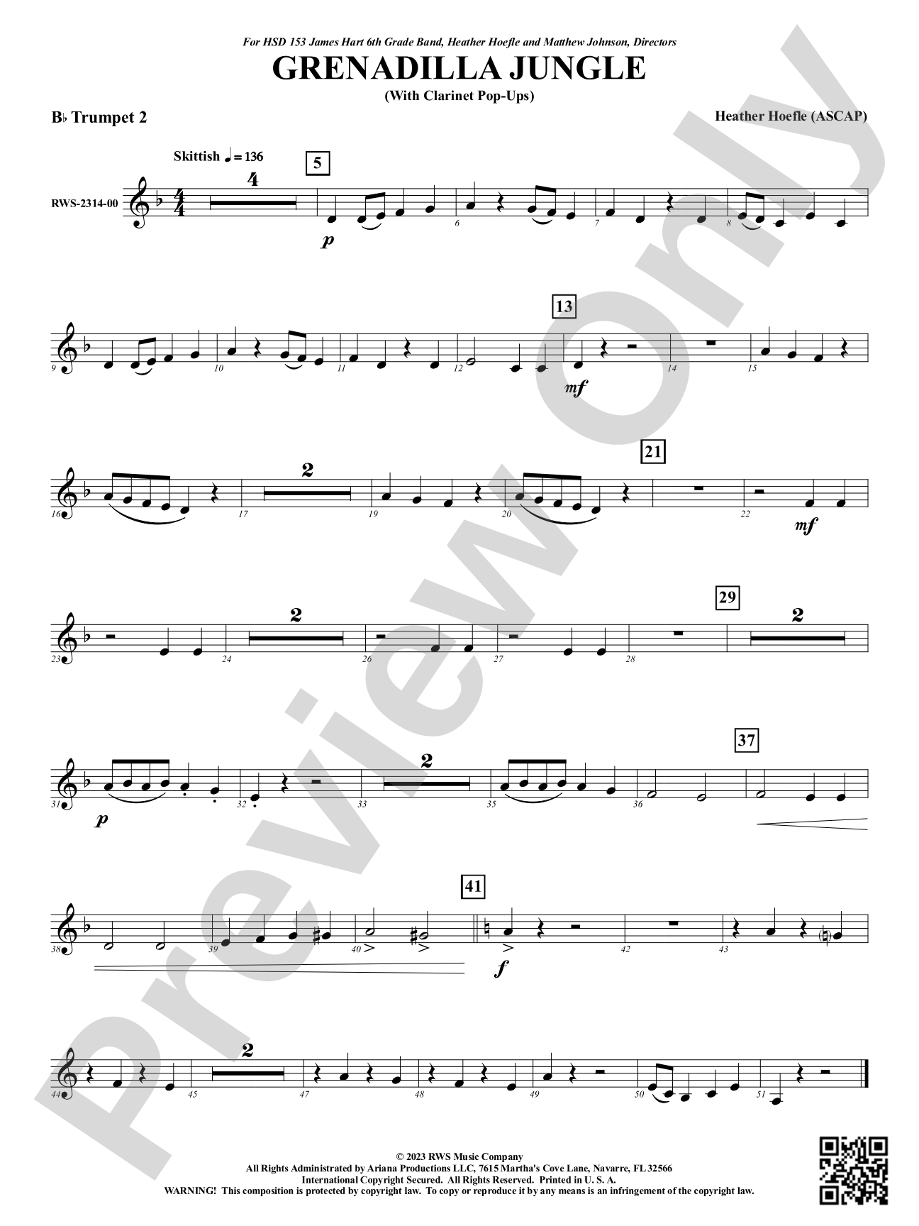 Grenadilla Jungle - With Clarinet Pop-Ups: 2nd B-flat Trumpet