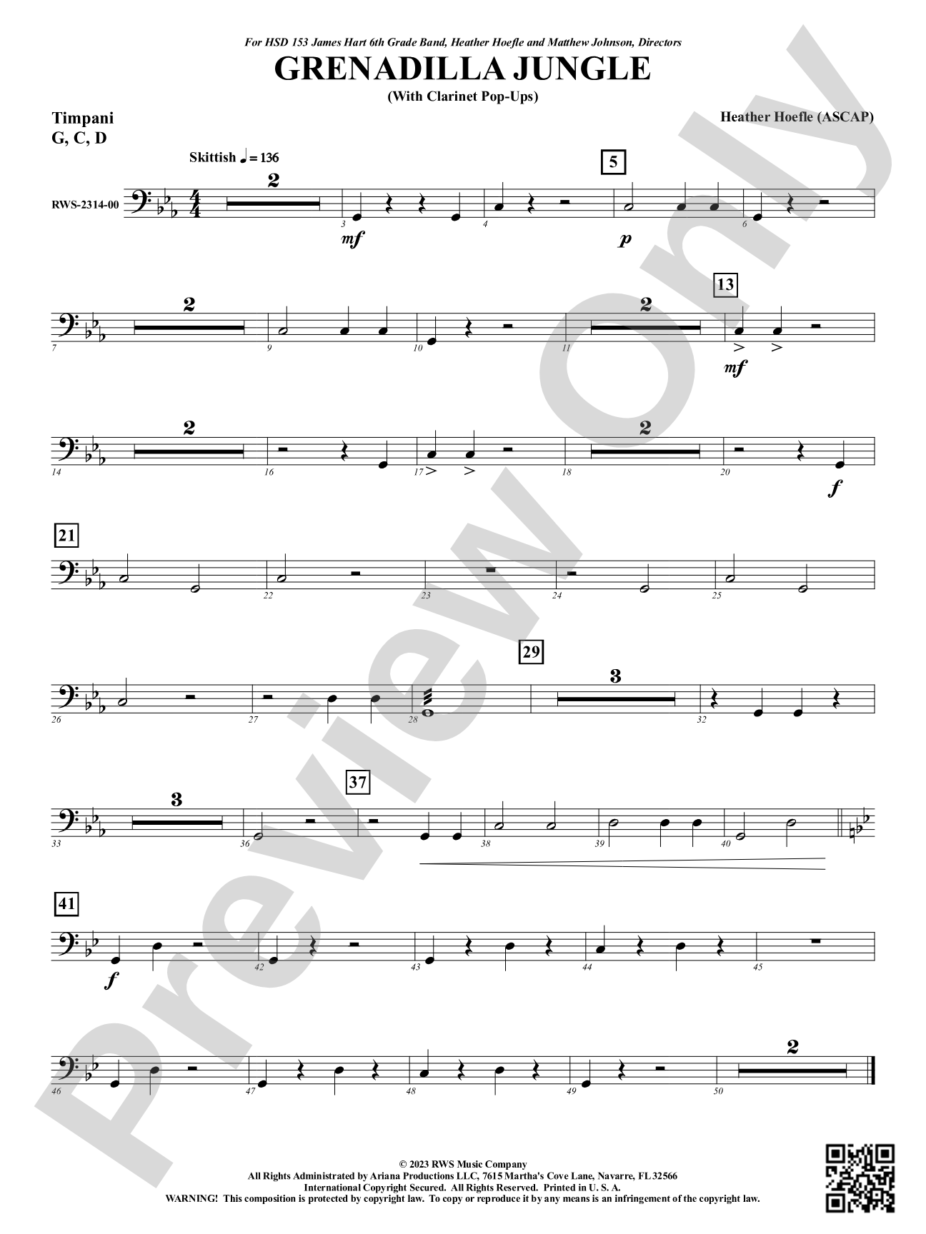 Grenadilla Jungle - With Clarinet Pop-Ups: Timpani
